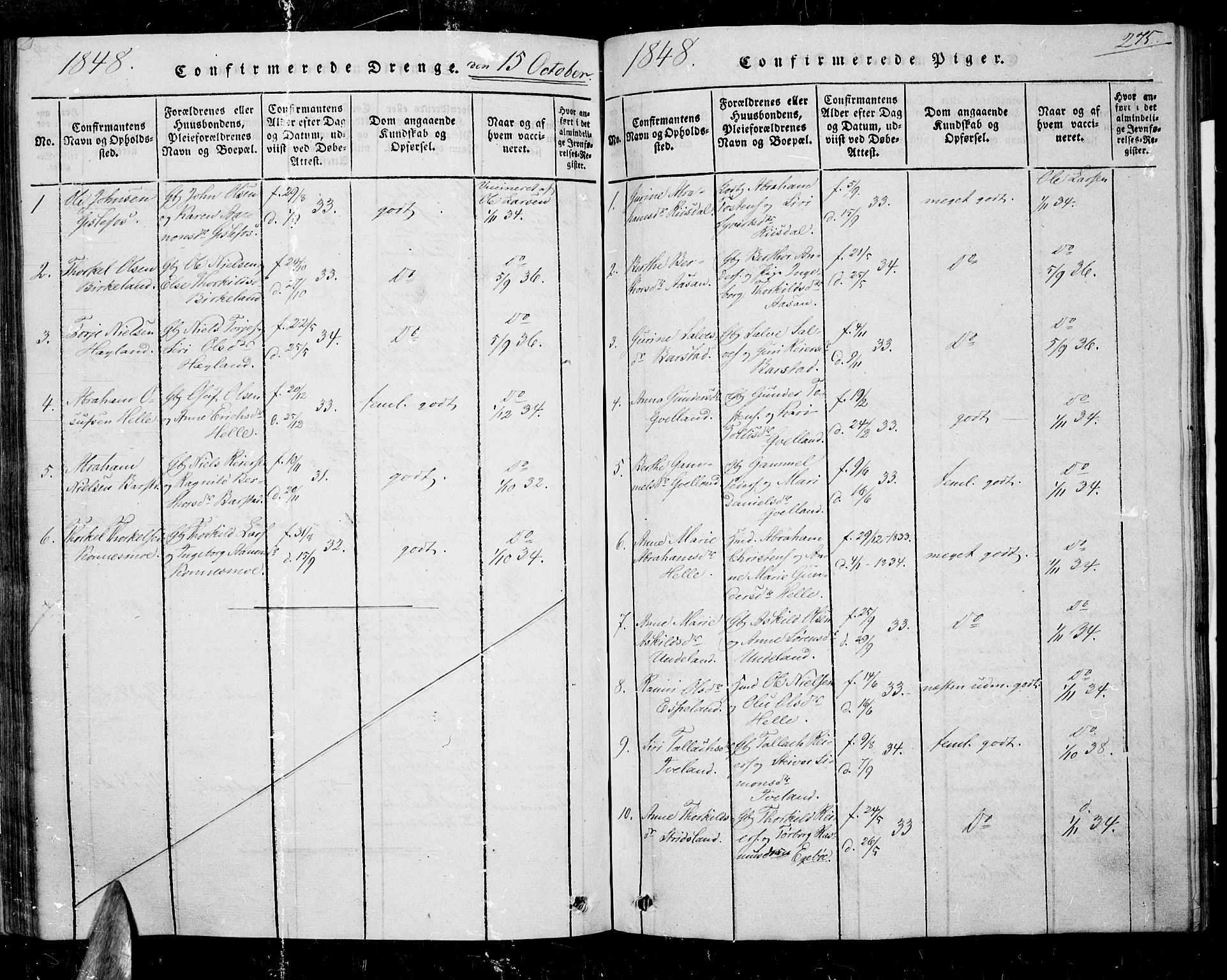 Nord-Audnedal sokneprestkontor, AV/SAK-1111-0032/F/Fa/Faa/L0001: Parish register (official) no. A 1, 1815-1856, p. 275