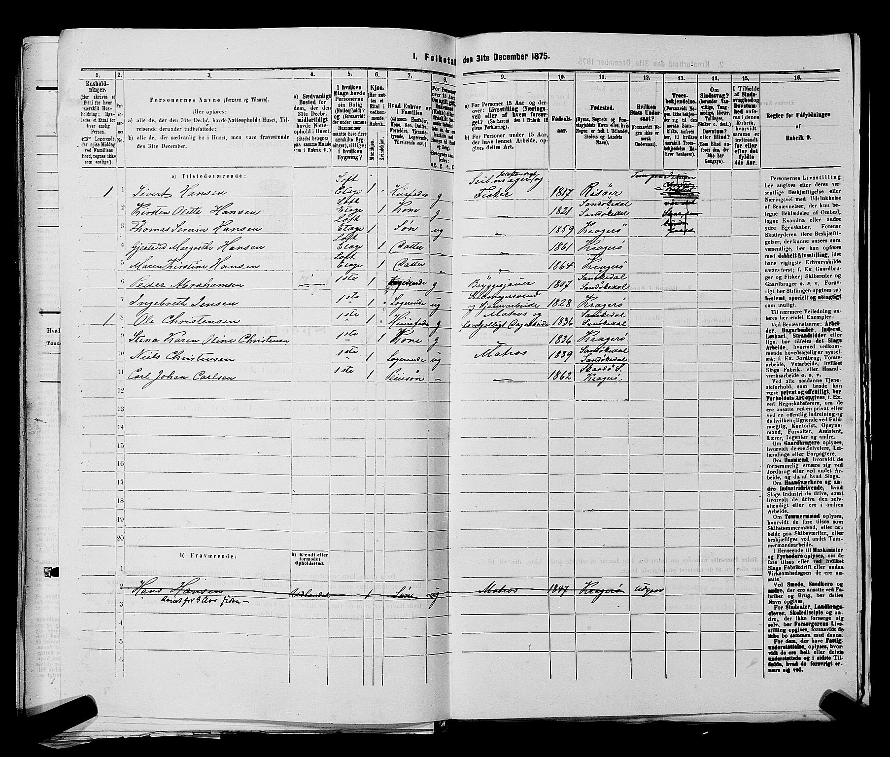 SAKO, 1875 census for 0801P Kragerø, 1875, p. 635