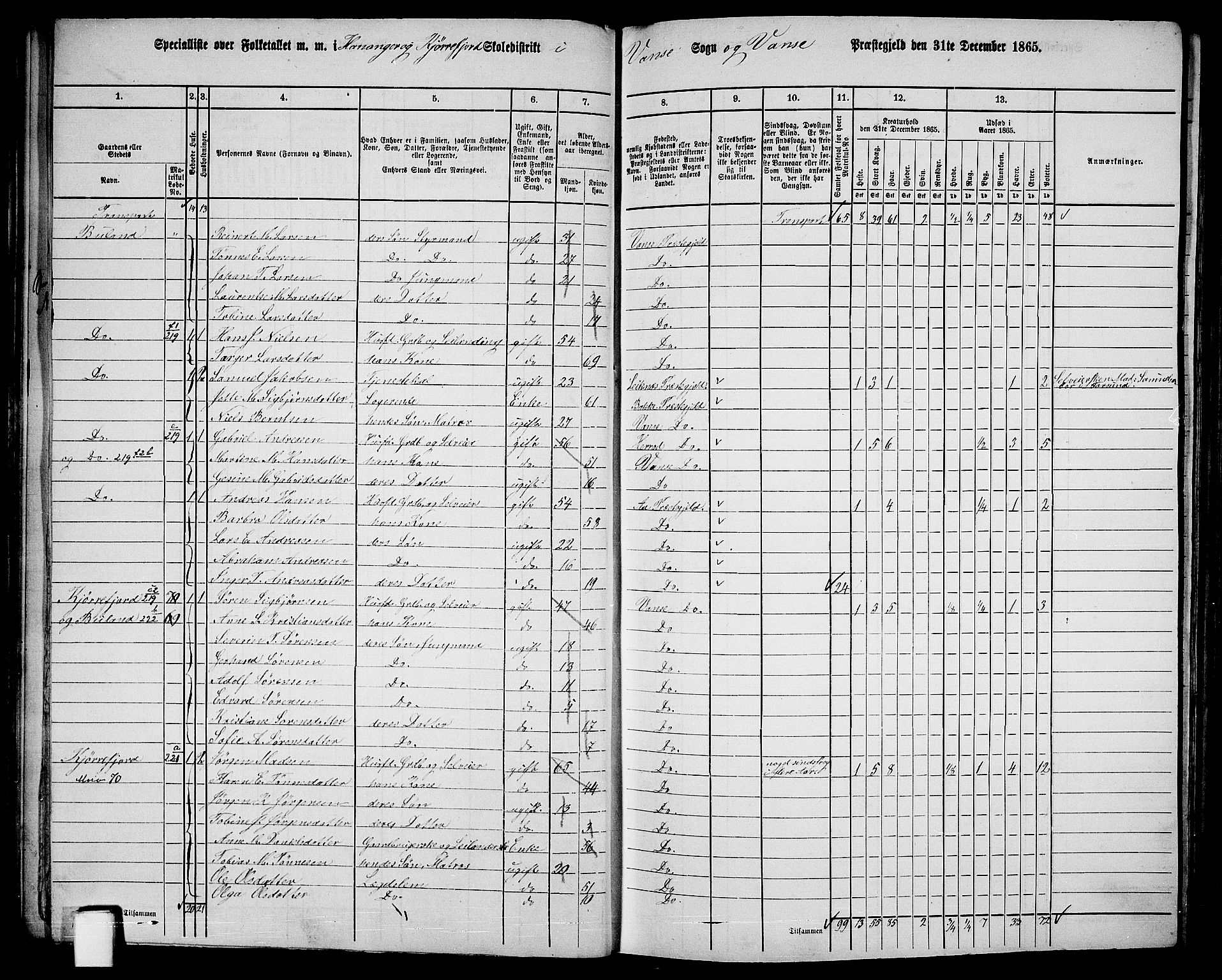 RA, 1865 census for Vanse/Vanse og Farsund, 1865, p. 61