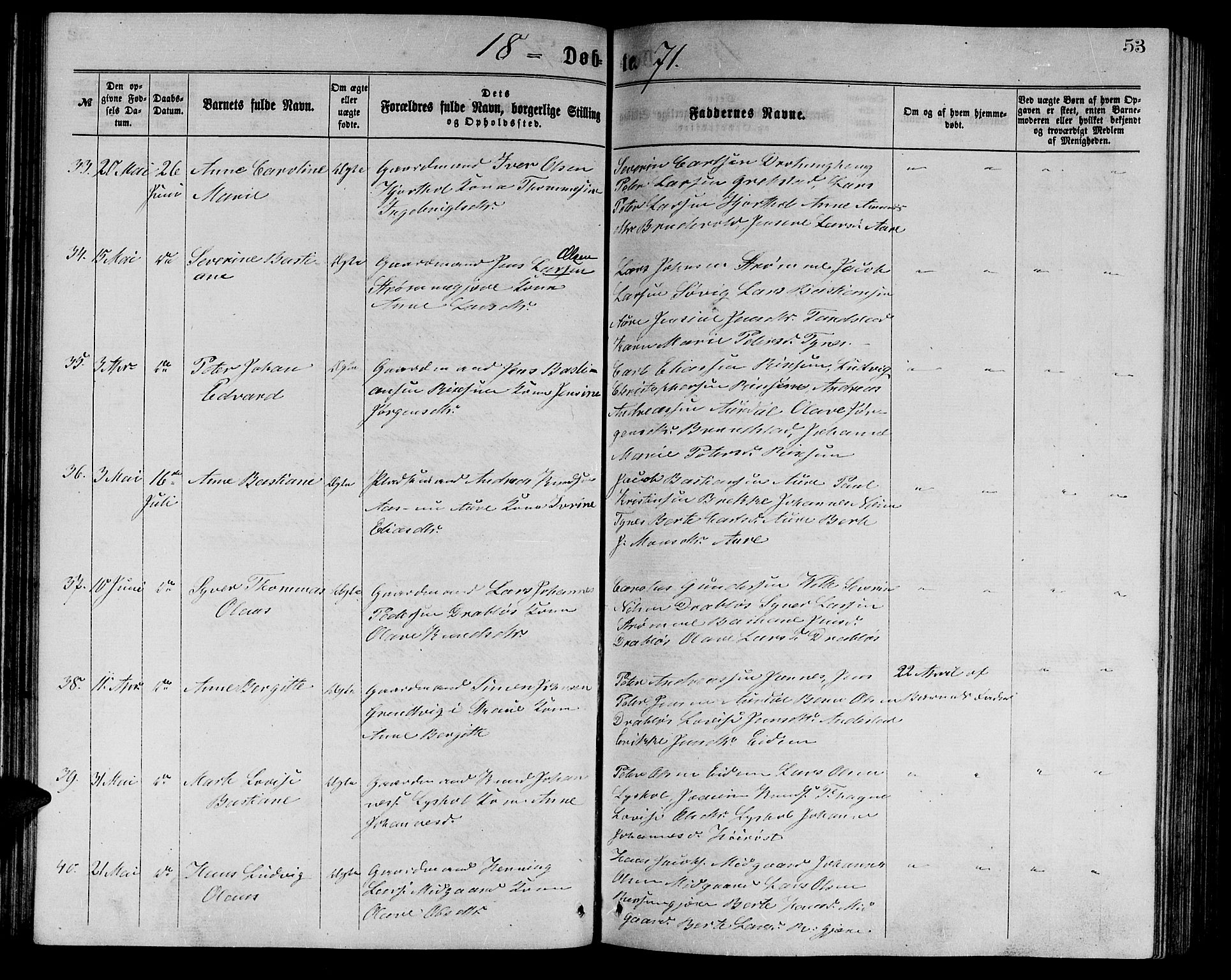 Ministerialprotokoller, klokkerbøker og fødselsregistre - Møre og Romsdal, AV/SAT-A-1454/523/L0338: Parish register (copy) no. 523C01, 1865-1877, p. 53