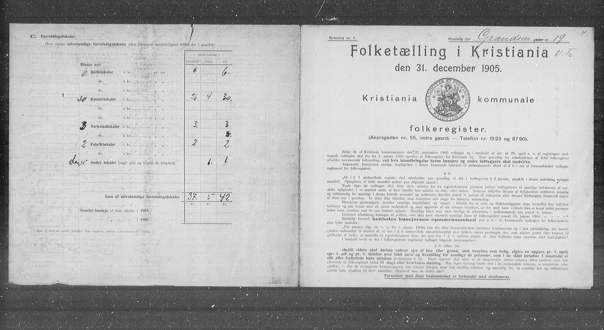 OBA, Municipal Census 1905 for Kristiania, 1905, p. 16233