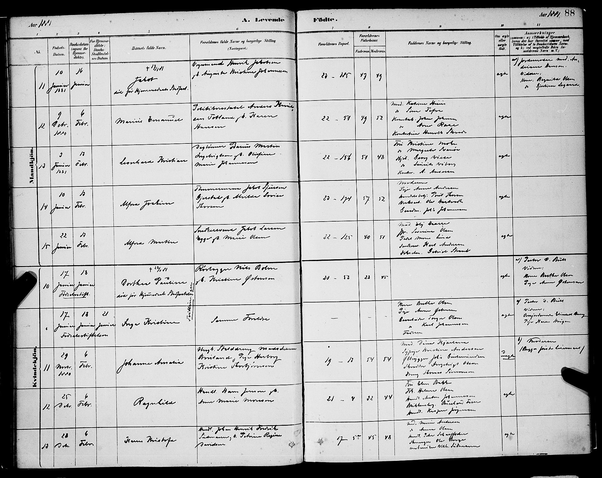 Korskirken sokneprestembete, SAB/A-76101/H/Hab: Parish register (copy) no. B 8, 1878-1887, p. 88
