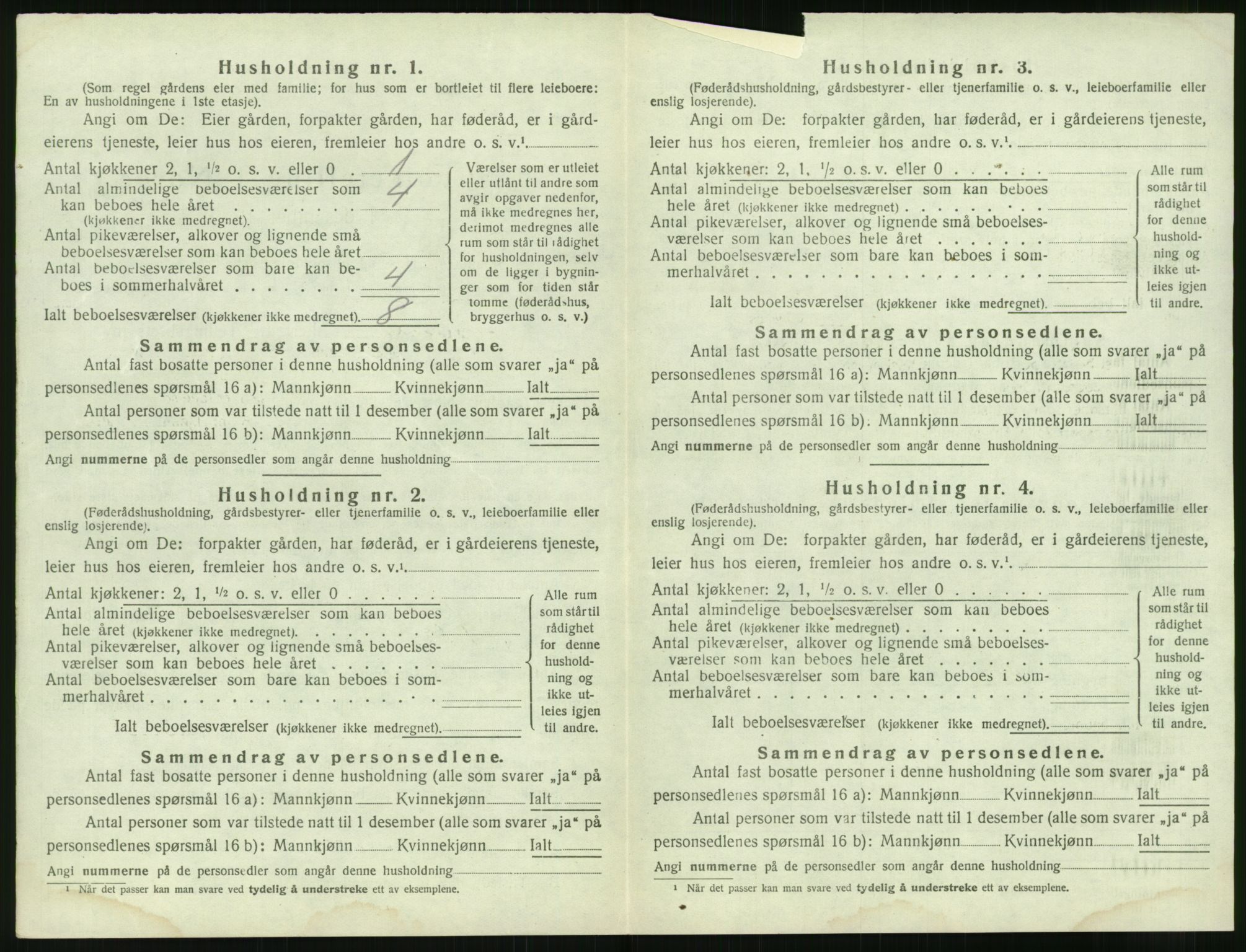 SAK, 1920 census for Fjære, 1920, p. 1182