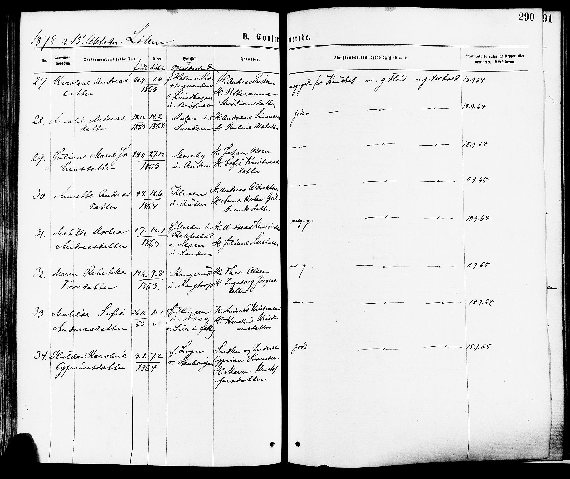 Høland prestekontor Kirkebøker, AV/SAO-A-10346a/F/Fa/L0012.a: Parish register (official) no. I 12A, 1869-1879, p. 290