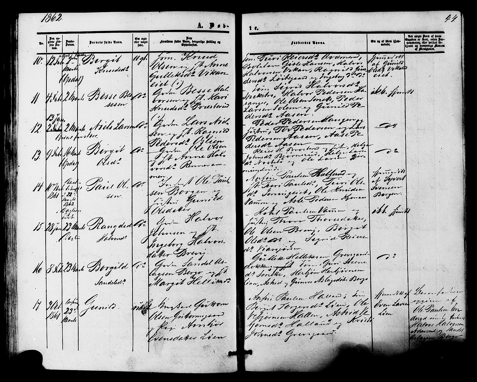 Nore kirkebøker, SAKO/A-238/F/Fa/L0003: Parish register (official) no. I 3, 1858-1866, p. 44