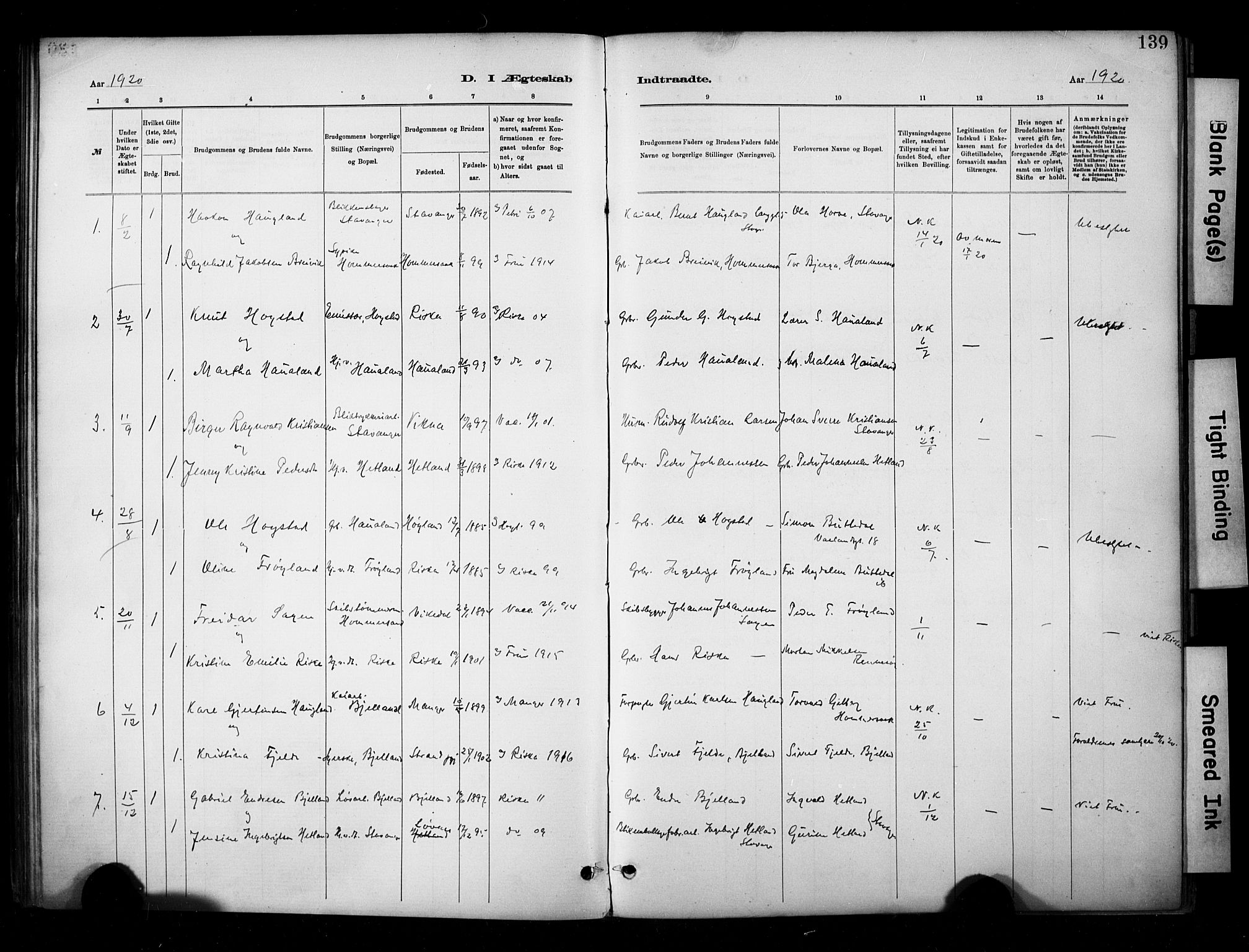 Hetland sokneprestkontor, SAST/A-101826/30/30BA/L0010: Parish register (official) no. A 10, 1882-1925, p. 139