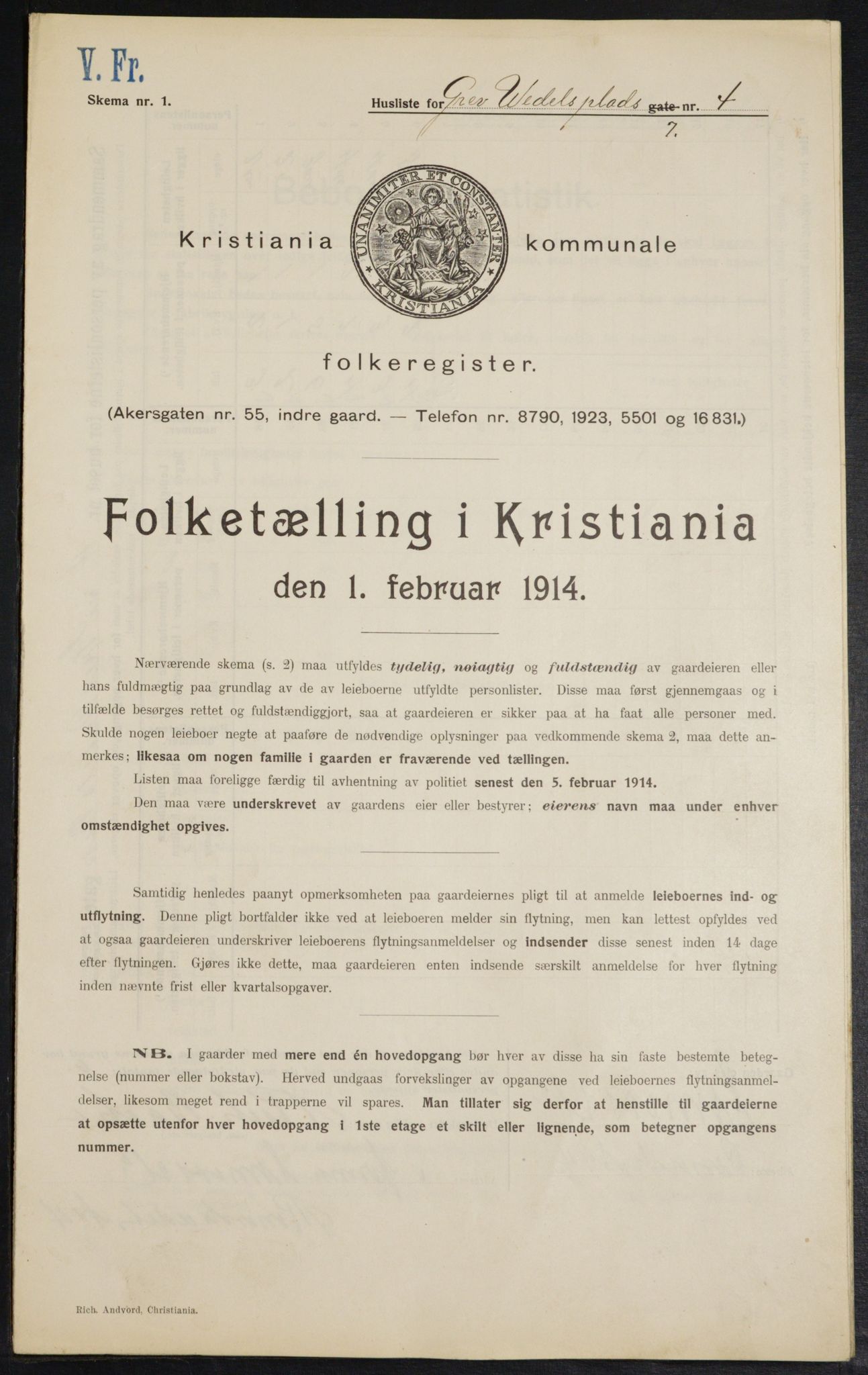 OBA, Municipal Census 1914 for Kristiania, 1914, p. 30006