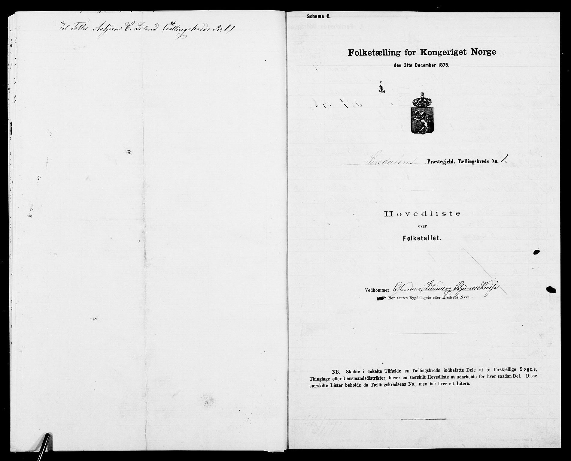 SAK, 1875 census for 1046P Sirdal, 1875, p. 19