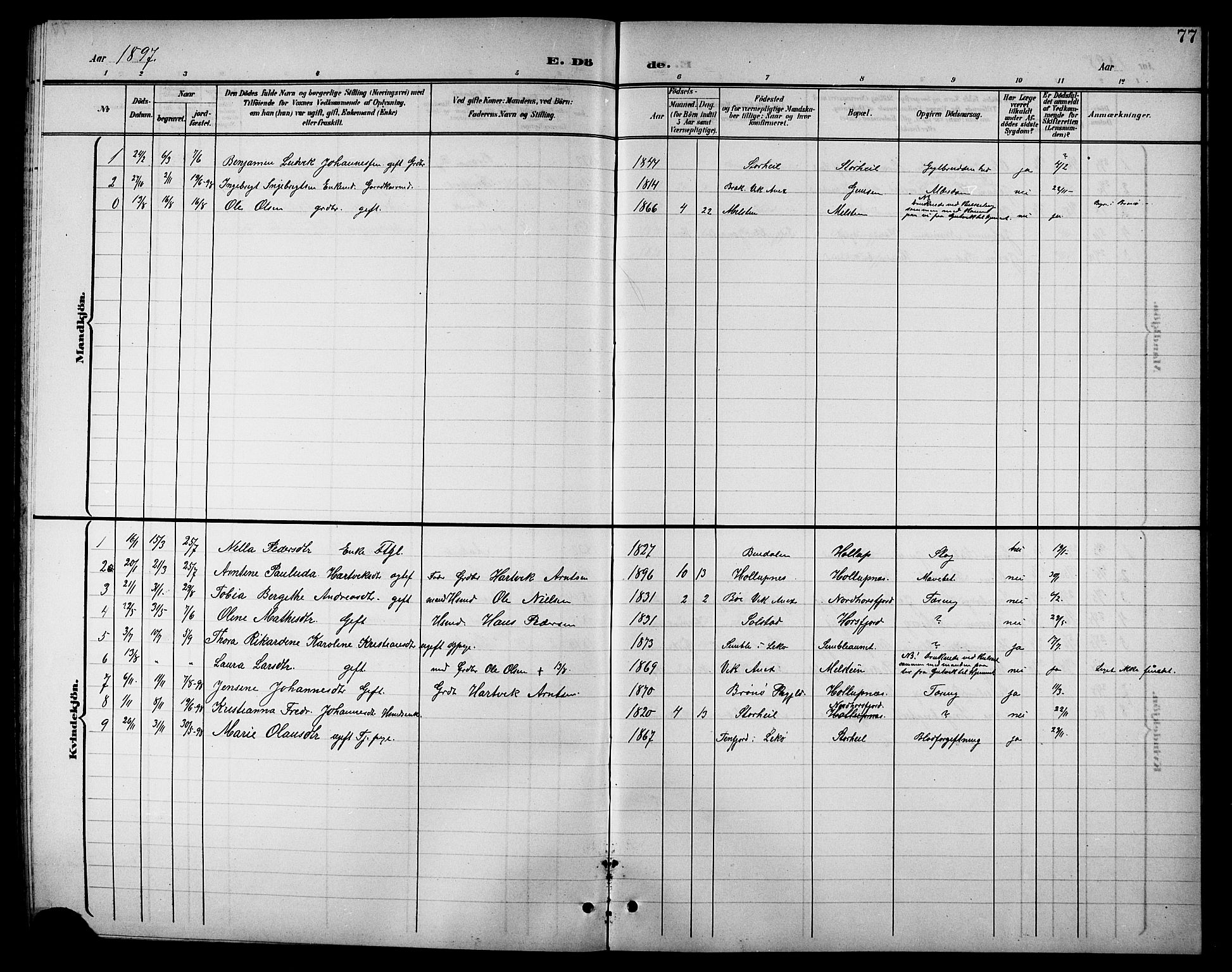 Ministerialprotokoller, klokkerbøker og fødselsregistre - Nordland, AV/SAT-A-1459/811/L0170: Parish register (copy) no. 811C02, 1896-1908, p. 77