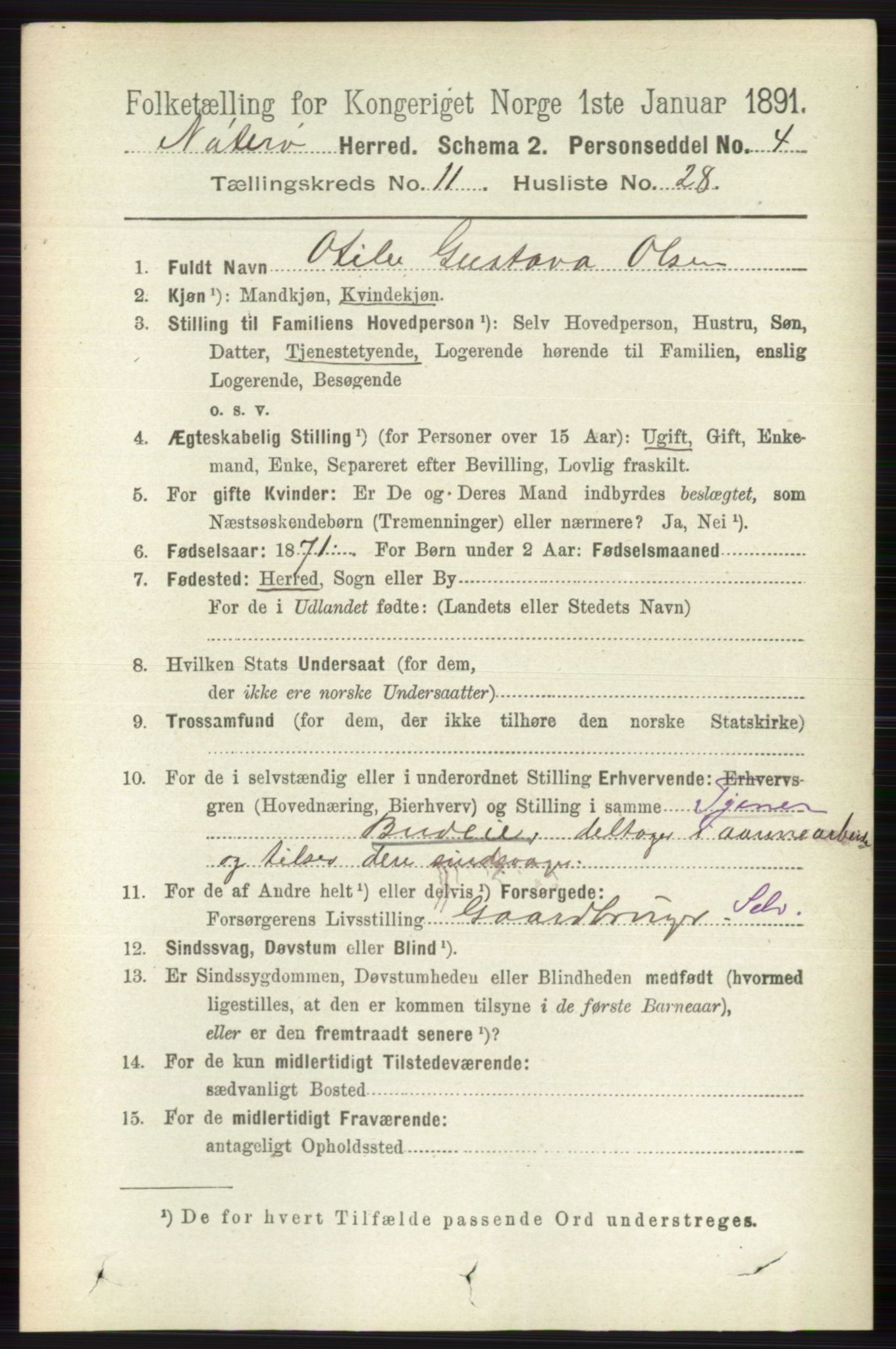 RA, 1891 census for 0722 Nøtterøy, 1891, p. 5975