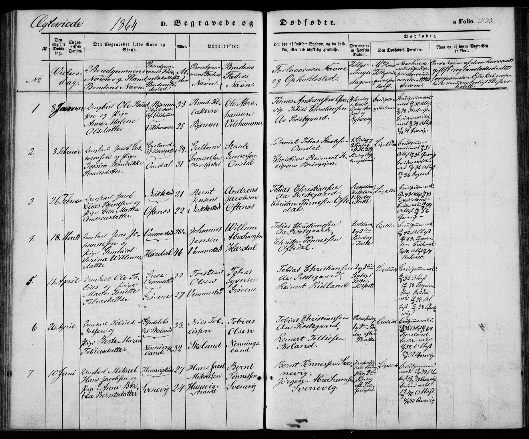 Lyngdal sokneprestkontor, SAK/1111-0029/F/Fa/Fac/L0009: Parish register (official) no. A 9, 1852-1864, p. 235