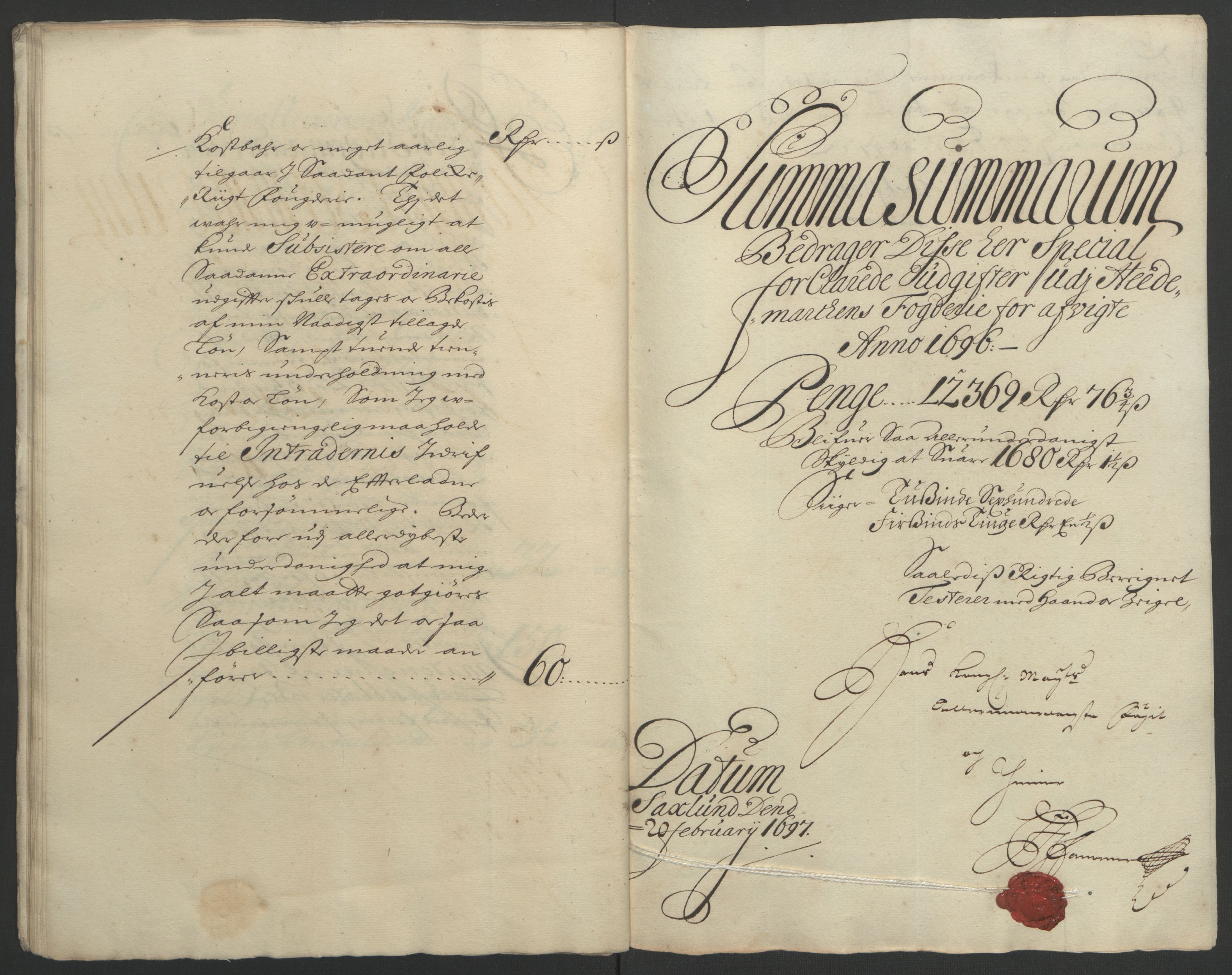 Rentekammeret inntil 1814, Reviderte regnskaper, Fogderegnskap, AV/RA-EA-4092/R16/L1036: Fogderegnskap Hedmark, 1695-1696, p. 290