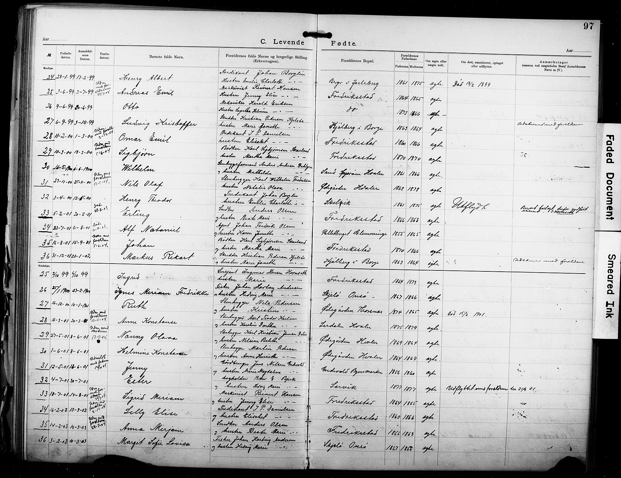 Kristi menighet Fredrikstad , AV/SAO-PAO-0231/A/L0001: Dissenter register no. 1, 1893-1914, p. 97