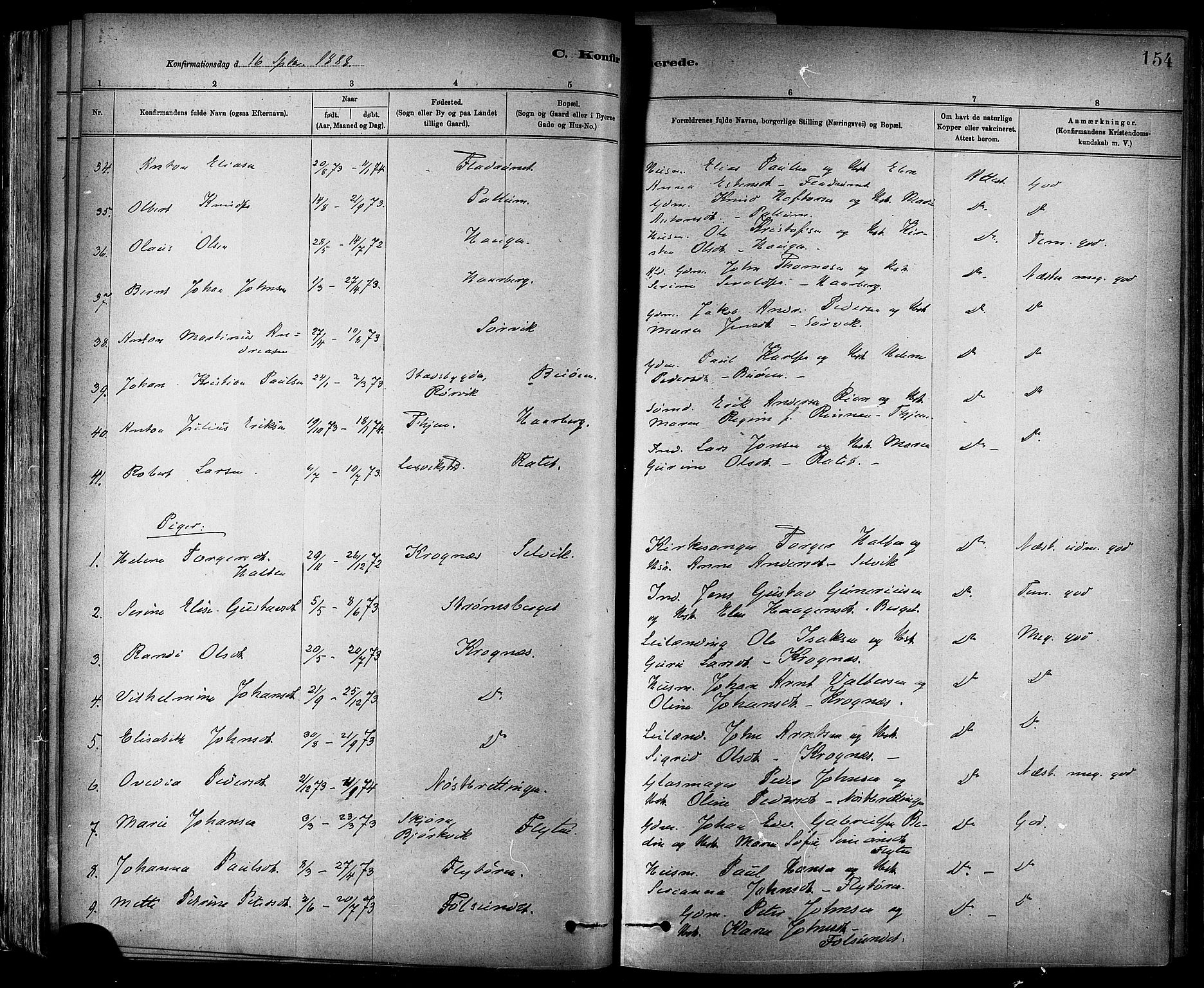 Ministerialprotokoller, klokkerbøker og fødselsregistre - Sør-Trøndelag, AV/SAT-A-1456/647/L0634: Parish register (official) no. 647A01, 1885-1896, p. 154