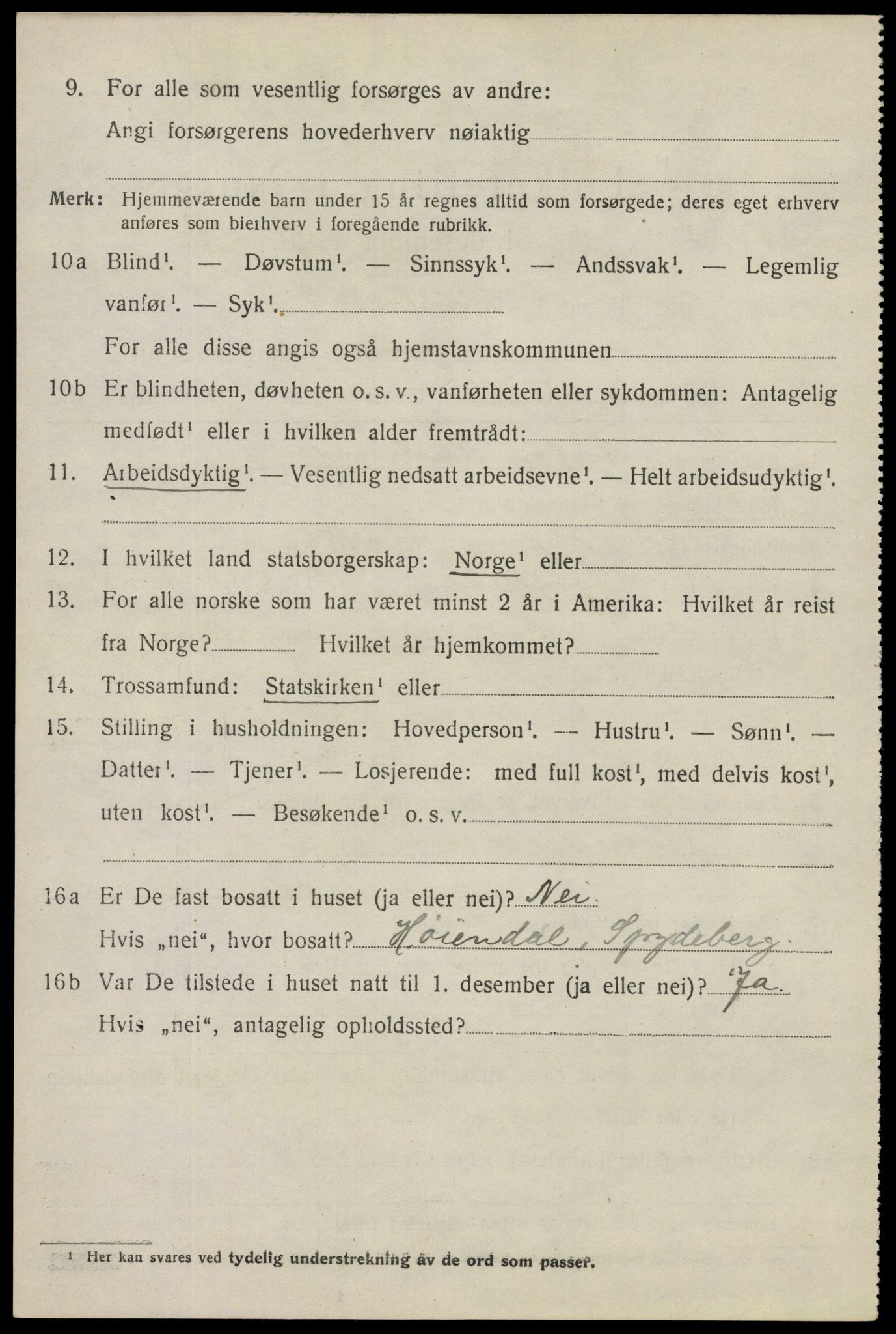 SAO, 1920 census for Spydeberg, 1920, p. 6922