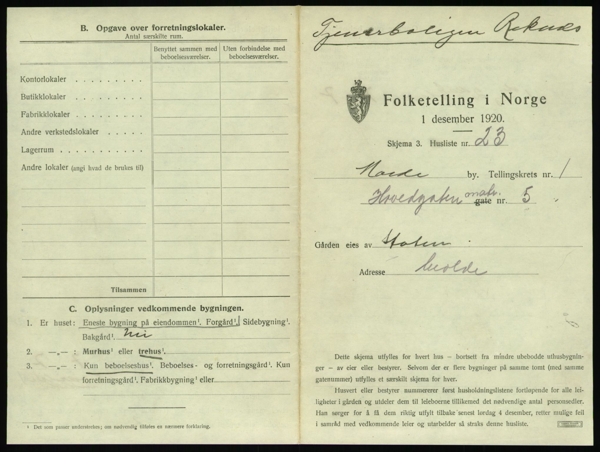 SAT, 1920 census for Molde, 1920, p. 69