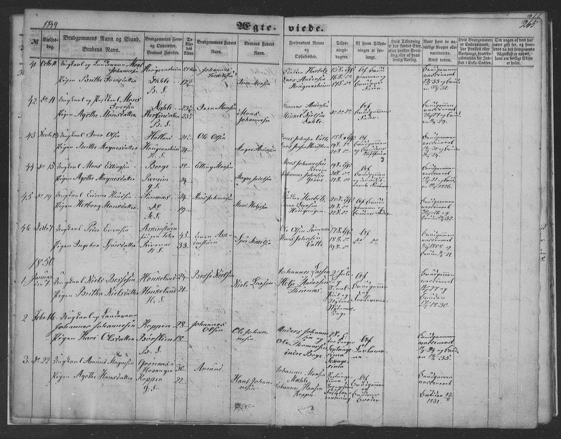 Haus sokneprestembete, SAB/A-75601/H/Haa: Parish register (official) no. A 16 II, 1848-1857, p. 265