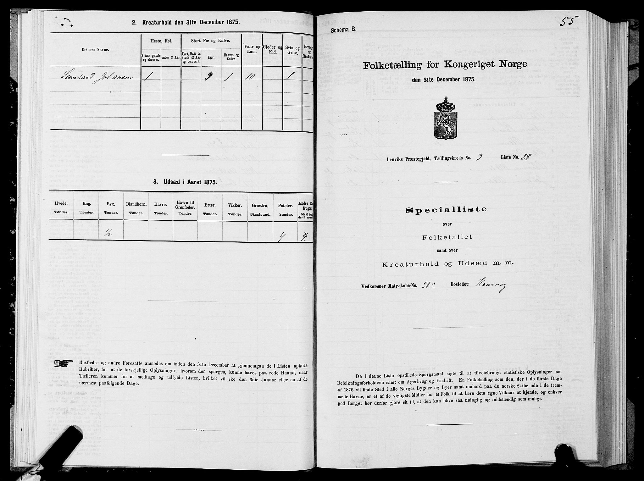 SATØ, 1875 census for 1931P Lenvik, 1875, p. 2055