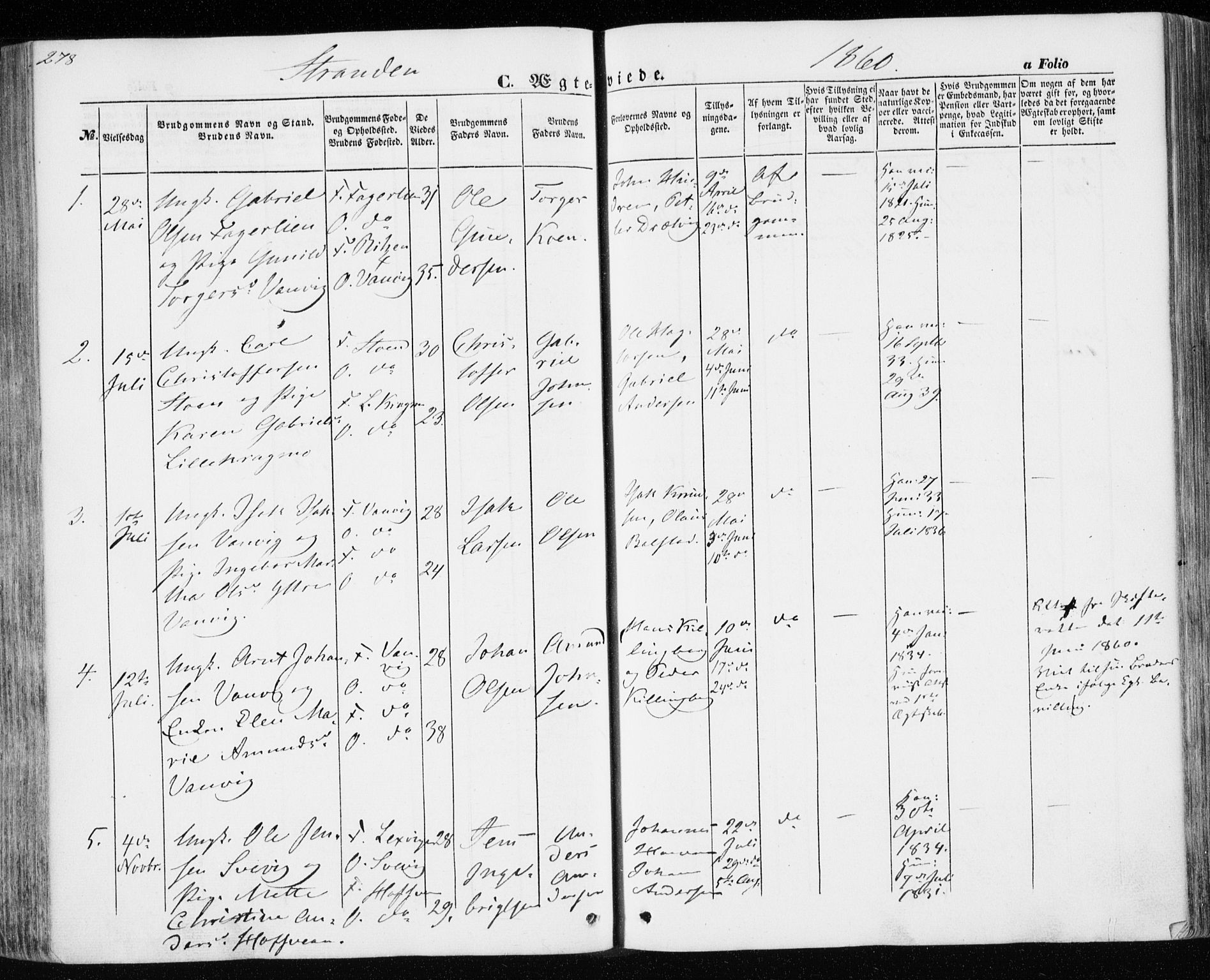 Ministerialprotokoller, klokkerbøker og fødselsregistre - Nord-Trøndelag, AV/SAT-A-1458/701/L0008: Parish register (official) no. 701A08 /2, 1854-1863, p. 278