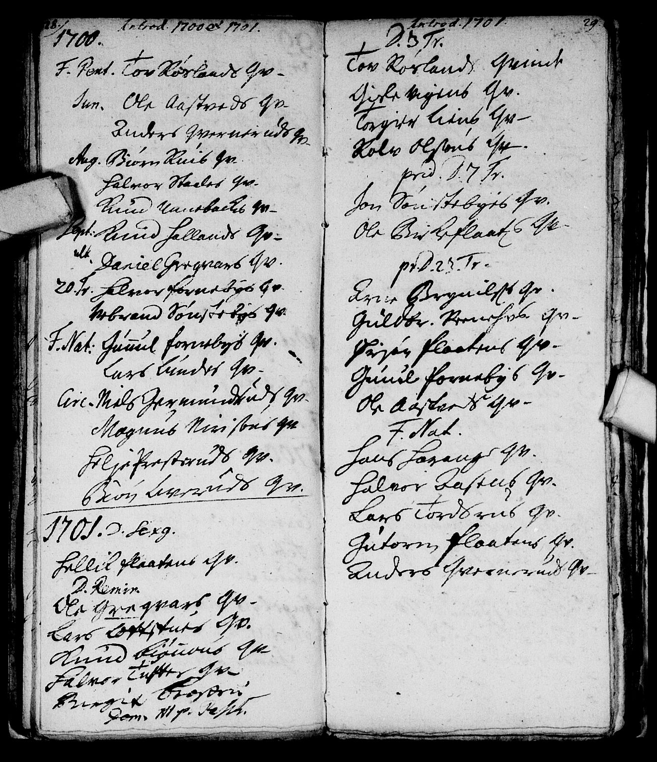 Nore kirkebøker, SAKO/A-238/F/Fc/L0001: Parish register (official) no. III 1, 1696-1714, p. 28-29