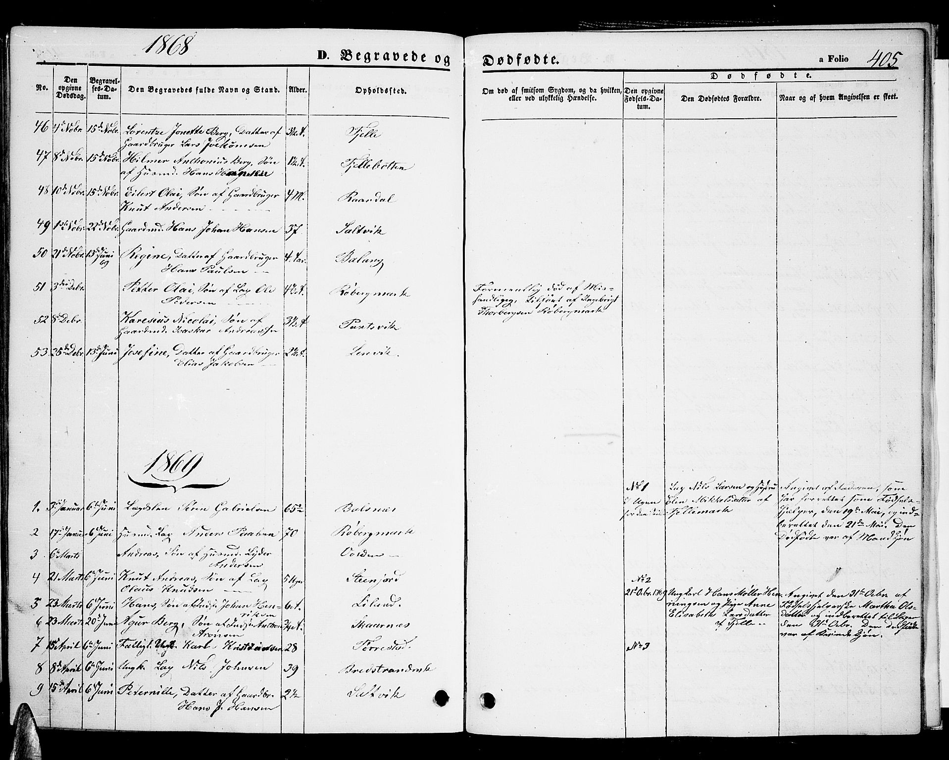 Ministerialprotokoller, klokkerbøker og fødselsregistre - Nordland, AV/SAT-A-1459/863/L0912: Parish register (copy) no. 863C02, 1858-1876, p. 405