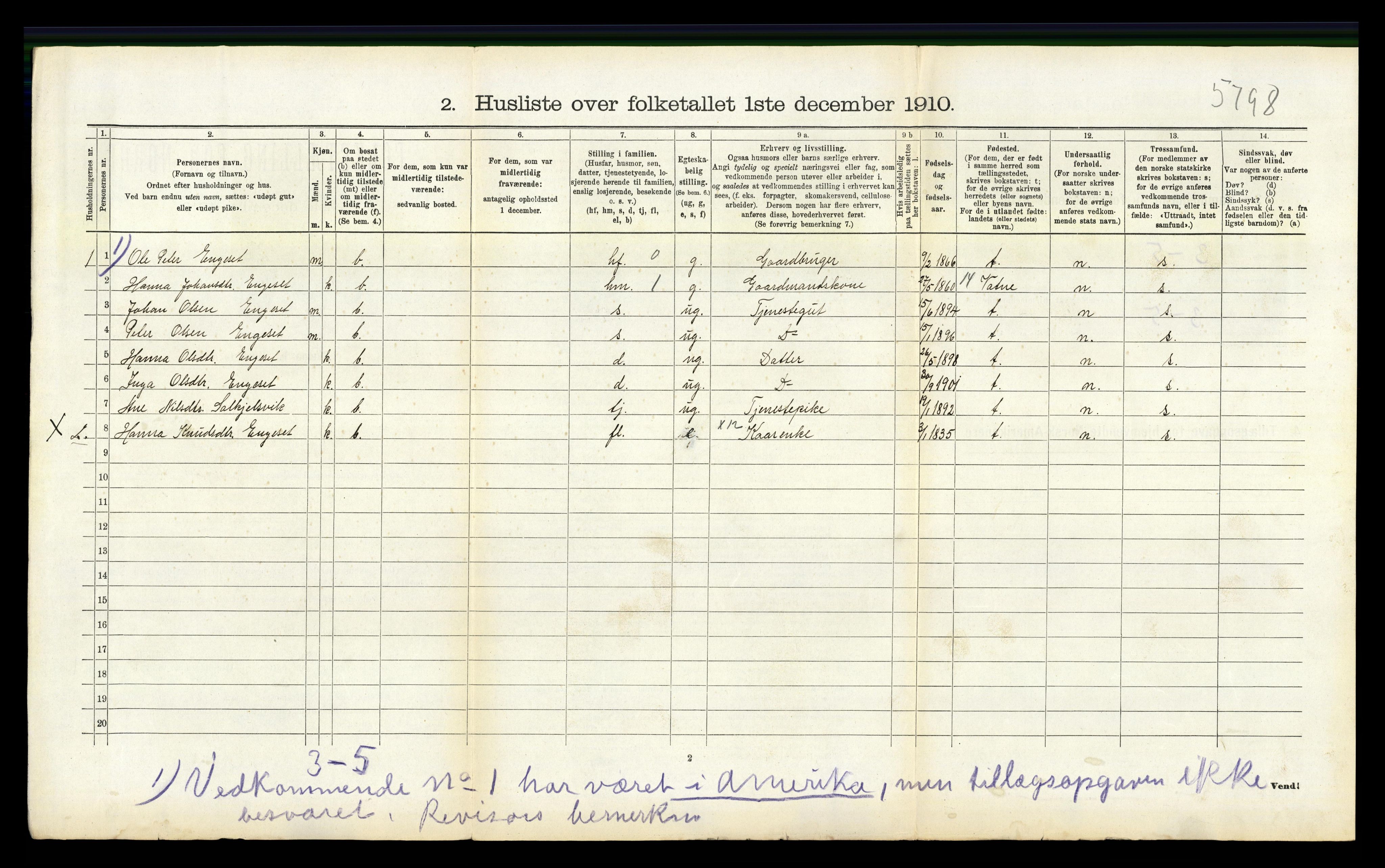 RA, 1910 census for Skodje, 1910, p. 326