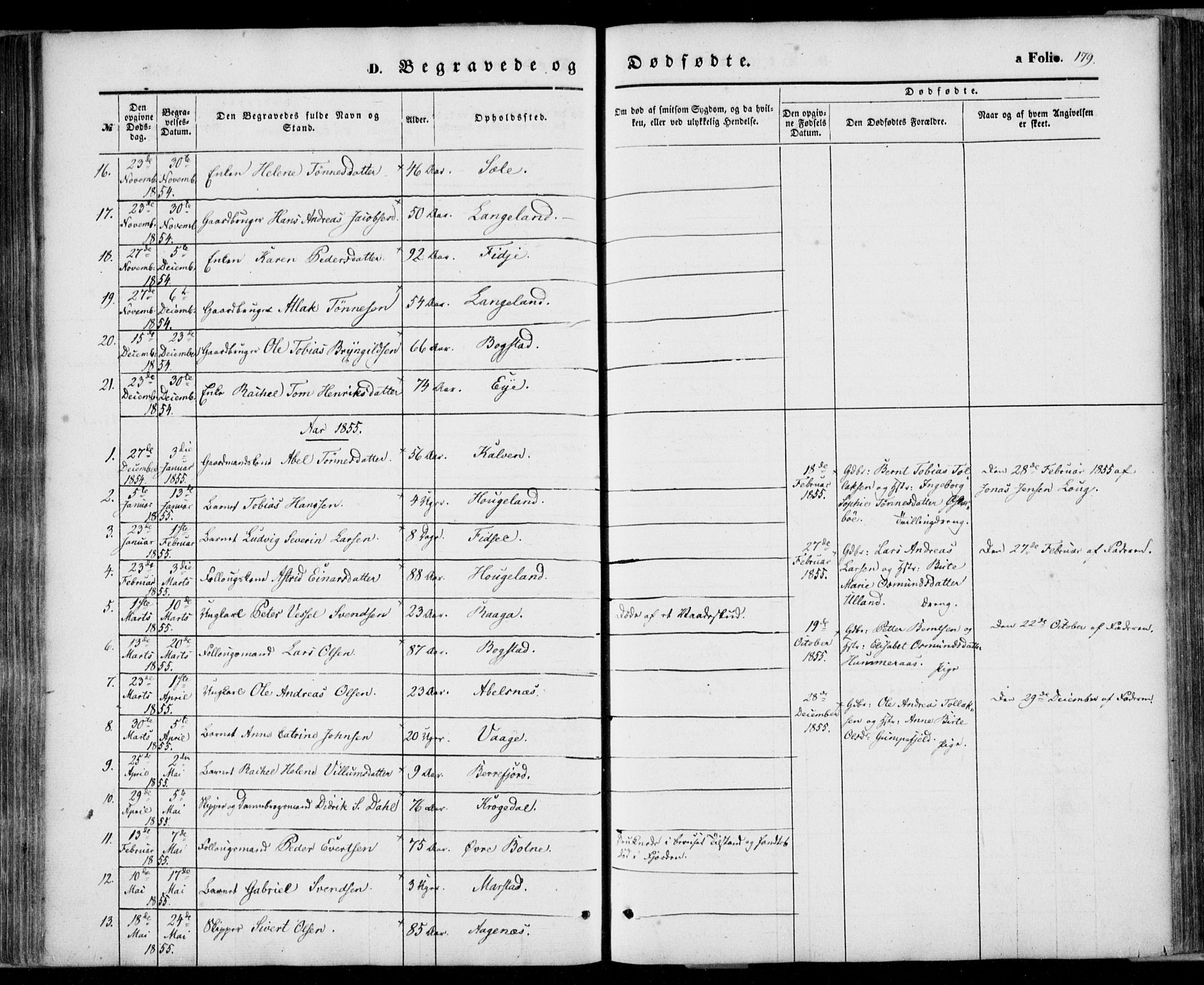 Flekkefjord sokneprestkontor, AV/SAK-1111-0012/F/Fa/Fab/L0004: Parish register (official) no. A 4, 1850-1875, p. 179