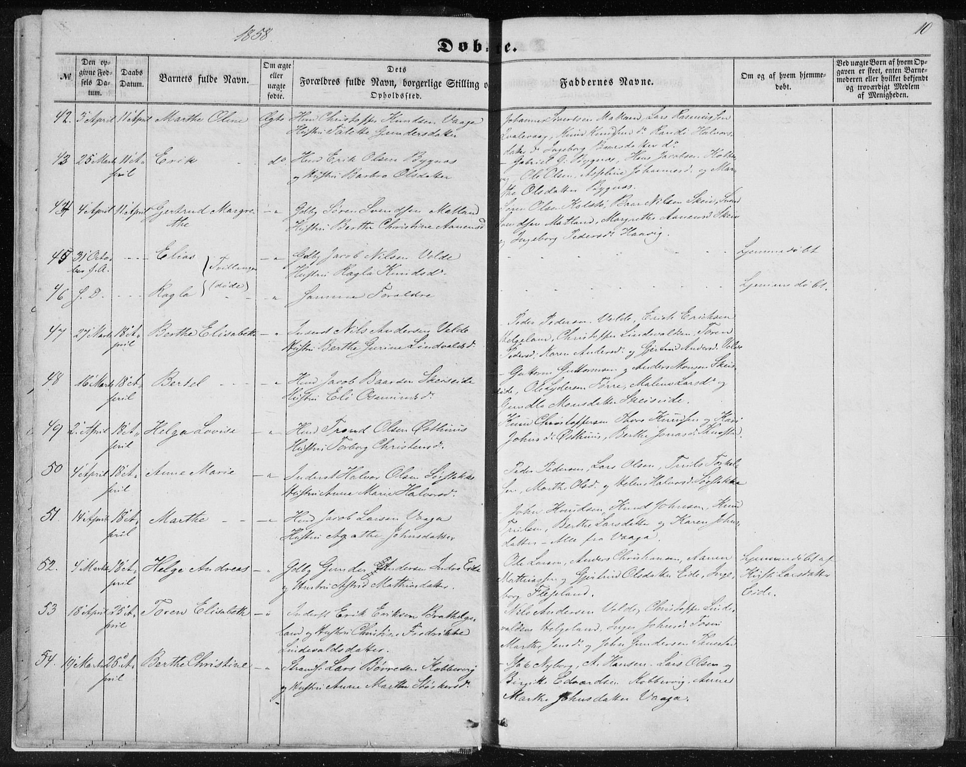 Avaldsnes sokneprestkontor, AV/SAST-A -101851/H/Ha/Haa/L0010: Parish register (official) no. A 10, 1857-1876, p. 10