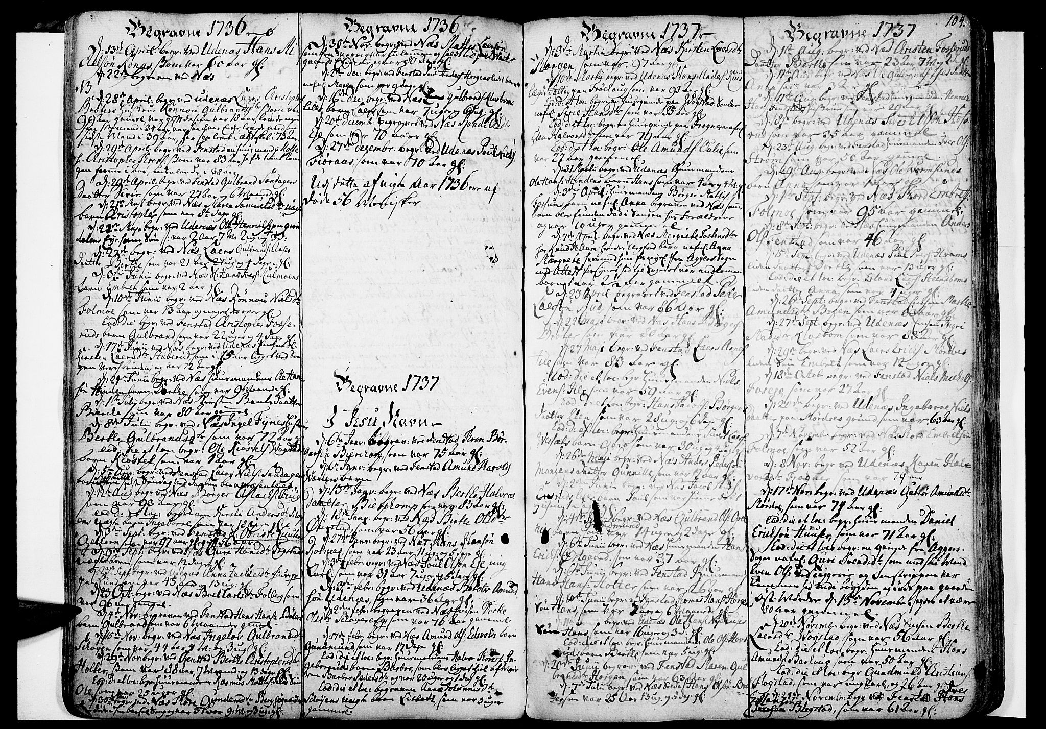 Nes prestekontor Kirkebøker, AV/SAO-A-10410/F/Fa/L0003: Parish register (official) no. I 3, 1734-1781, p. 104