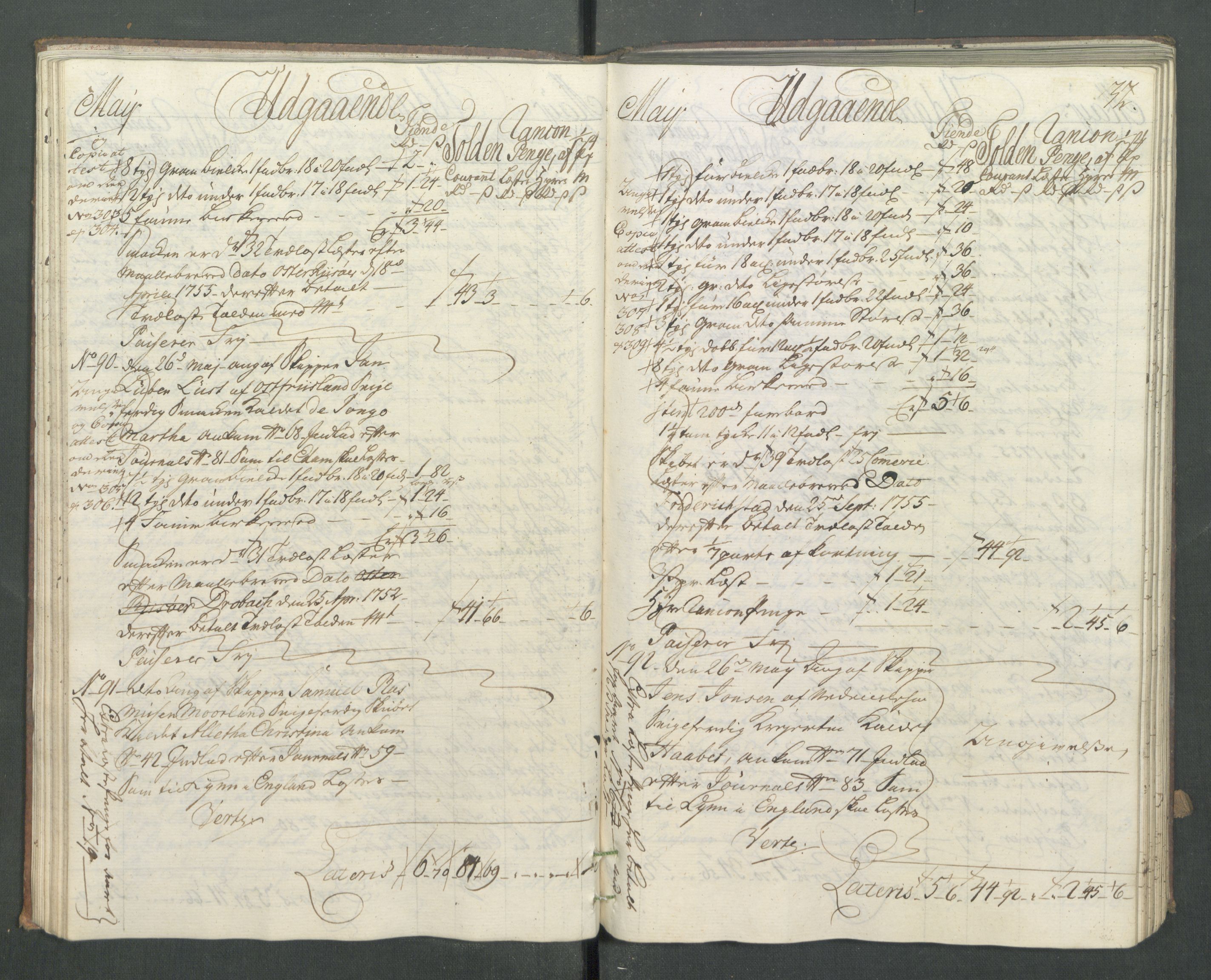 Generaltollkammeret, tollregnskaper, AV/RA-EA-5490/R14/L0025/0001: Tollregnskaper Øster-Risør / Utgående hovedtollbok, 1756, p. 31b-32a
