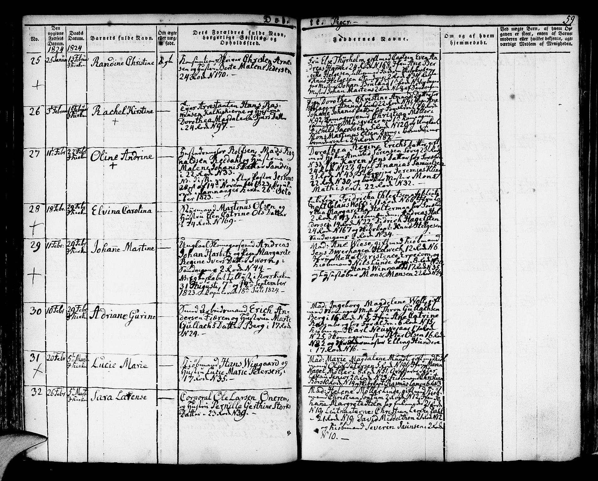 Korskirken sokneprestembete, SAB/A-76101/H/Hab: Parish register (copy) no. A 3, 1821-1831, p. 59