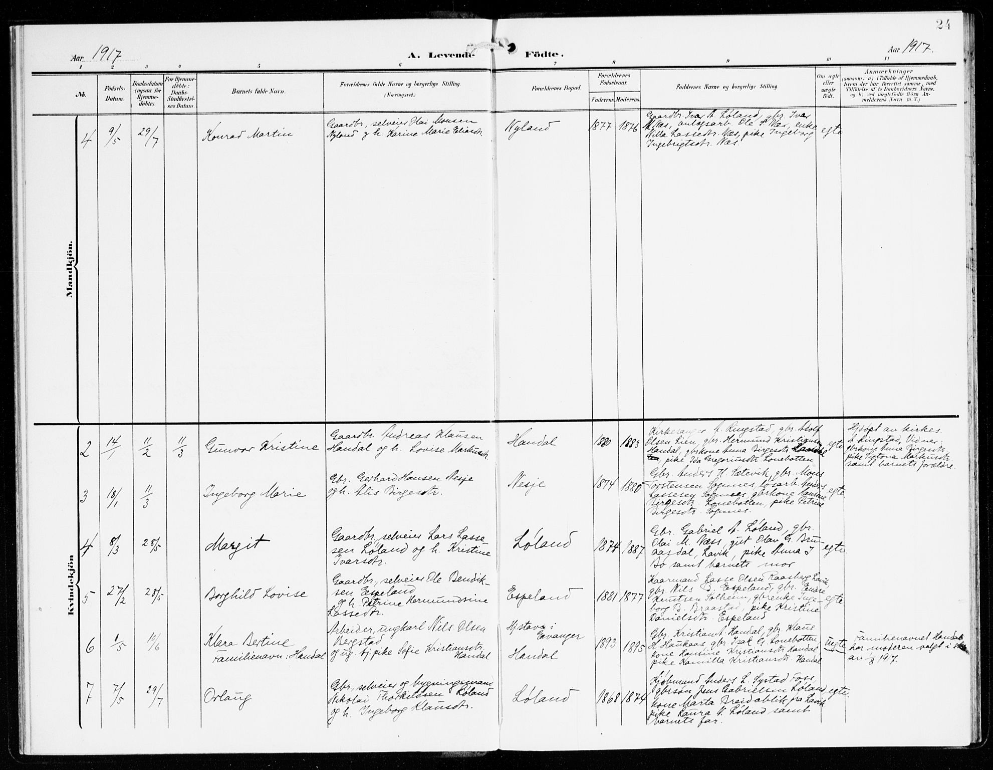 Hyllestad sokneprestembete, SAB/A-80401: Parish register (official) no. C 2, 1904-1917, p. 24