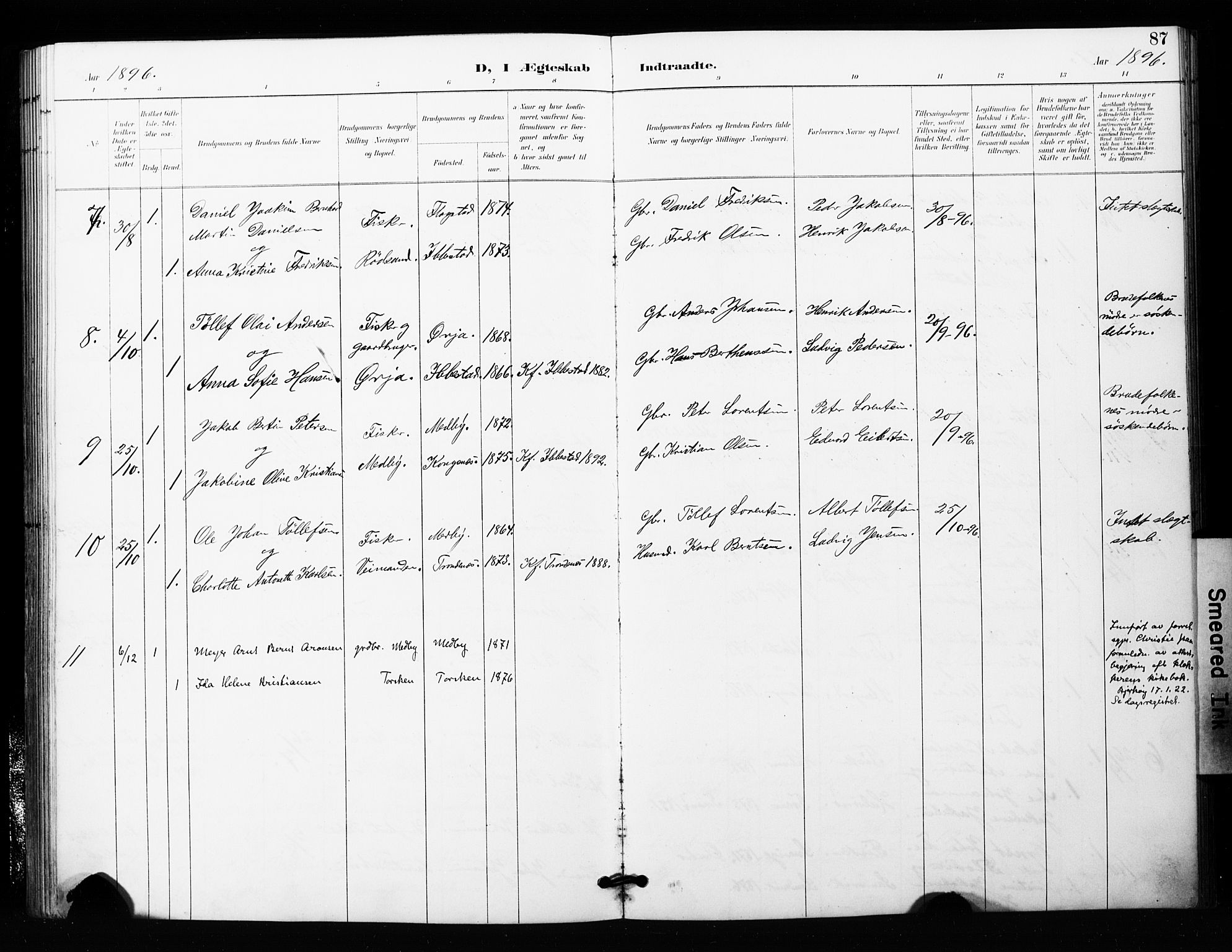 Berg sokneprestkontor, SATØ/S-1318/G/Ga/Gaa/L0006kirke: Parish register (official) no. 6, 1894-1904, p. 87