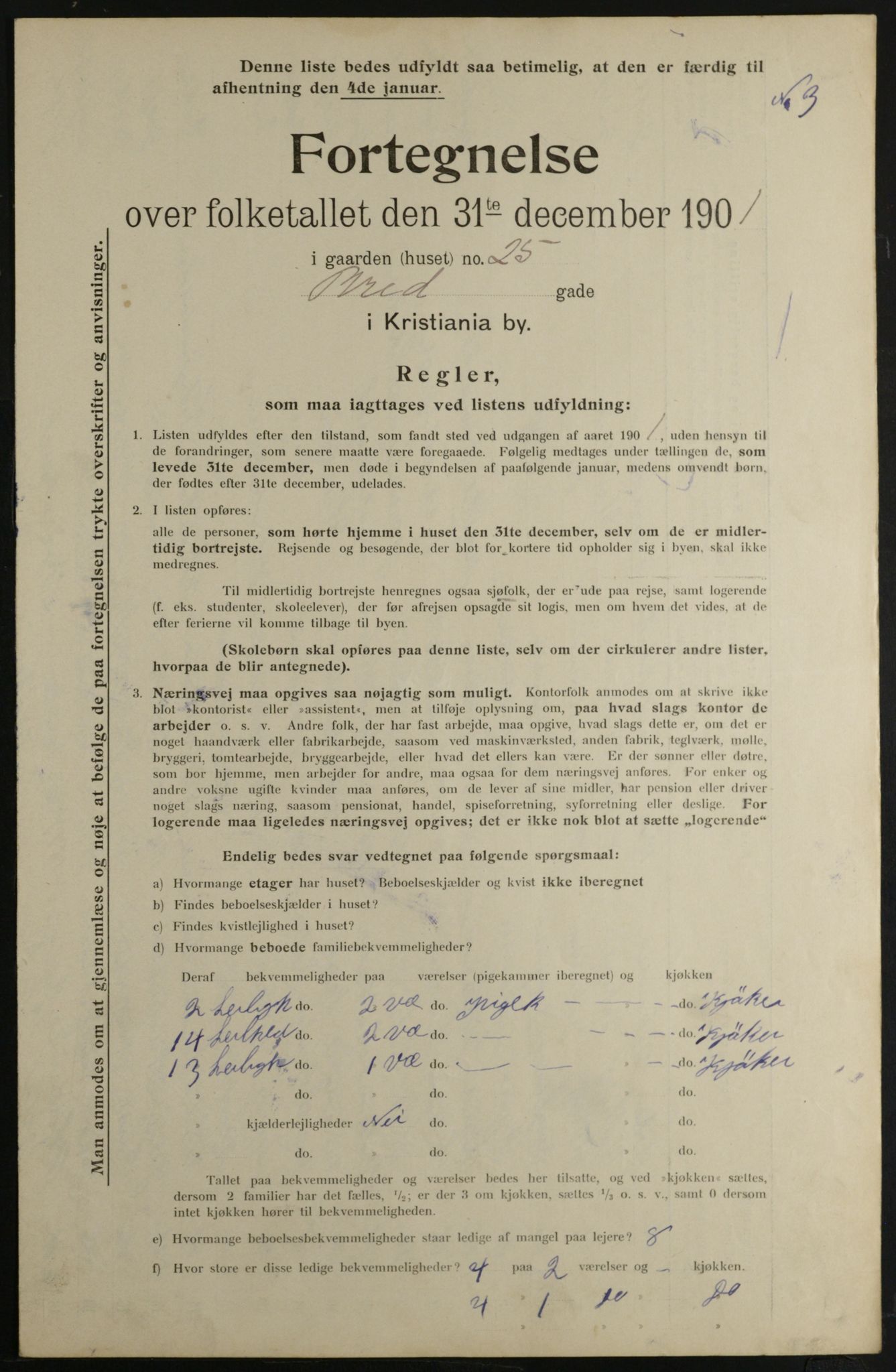 OBA, Municipal Census 1901 for Kristiania, 1901, p. 1416