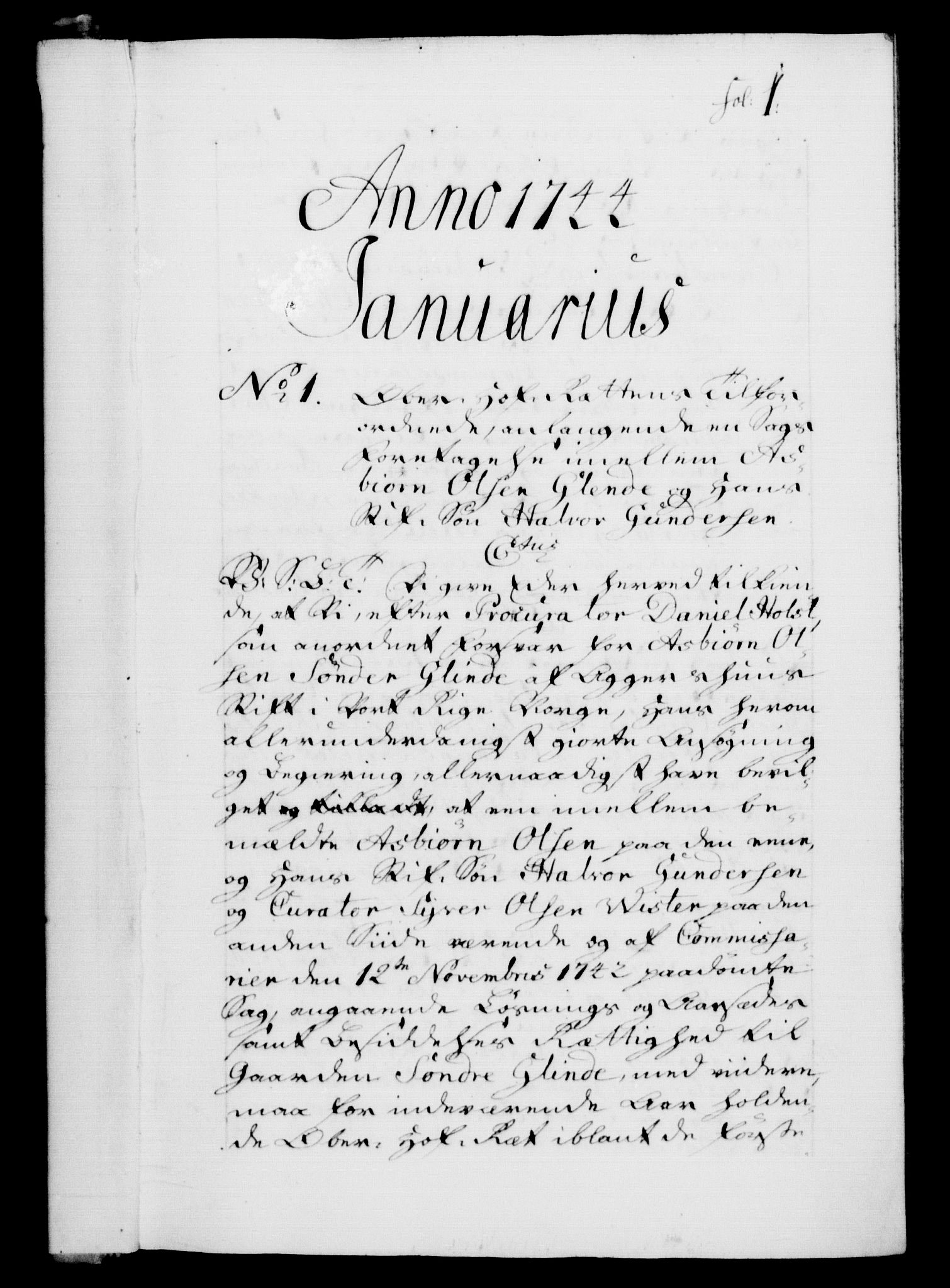 Danske Kanselli 1572-1799, AV/RA-EA-3023/F/Fc/Fca/Fcab/L0030: Norske tegnelser, 1744-1746, p. 1a
