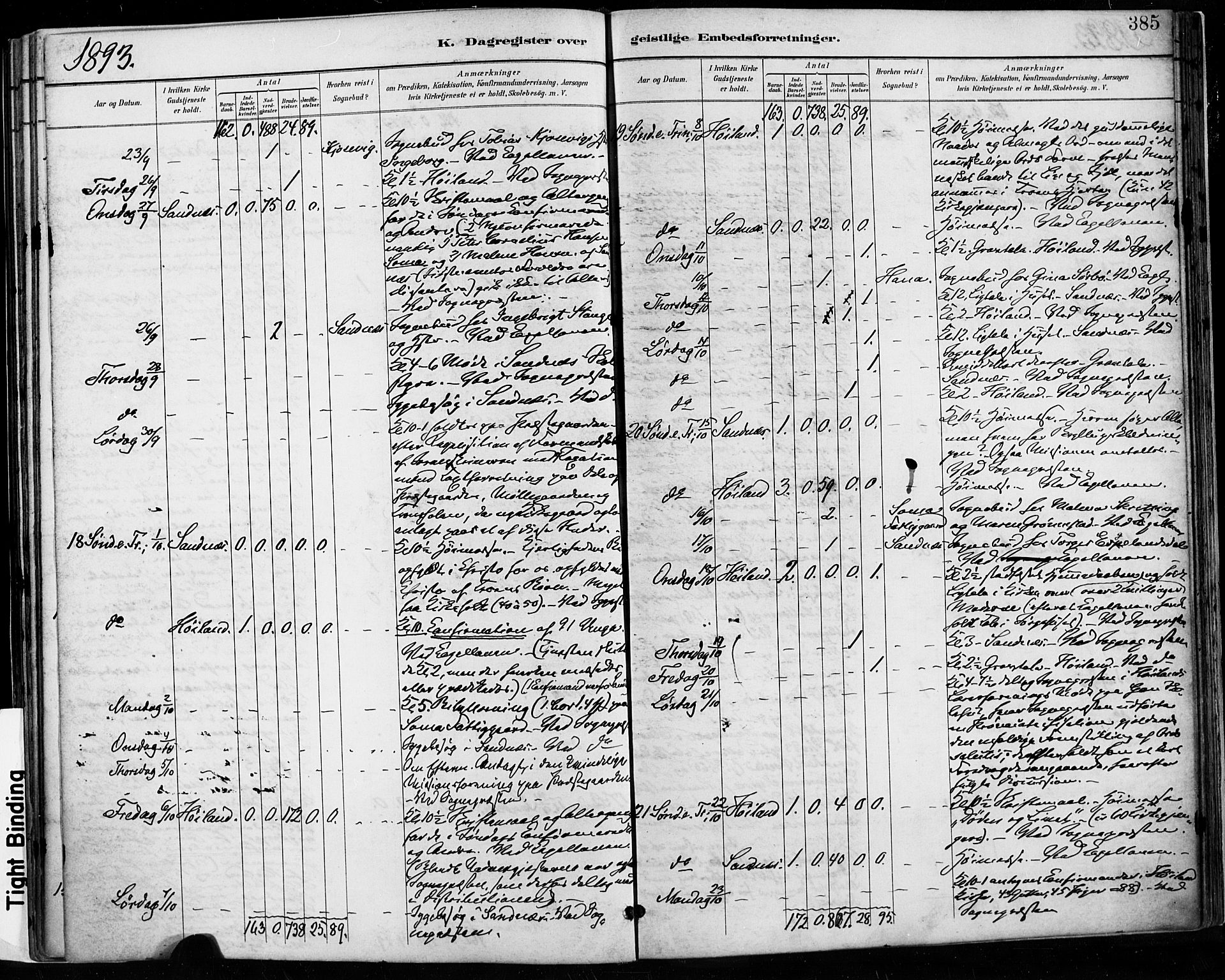 Høyland sokneprestkontor, AV/SAST-A-101799/001/30BA/L0013: Parish register (official) no. A 13.2, 1889-1898, p. 385