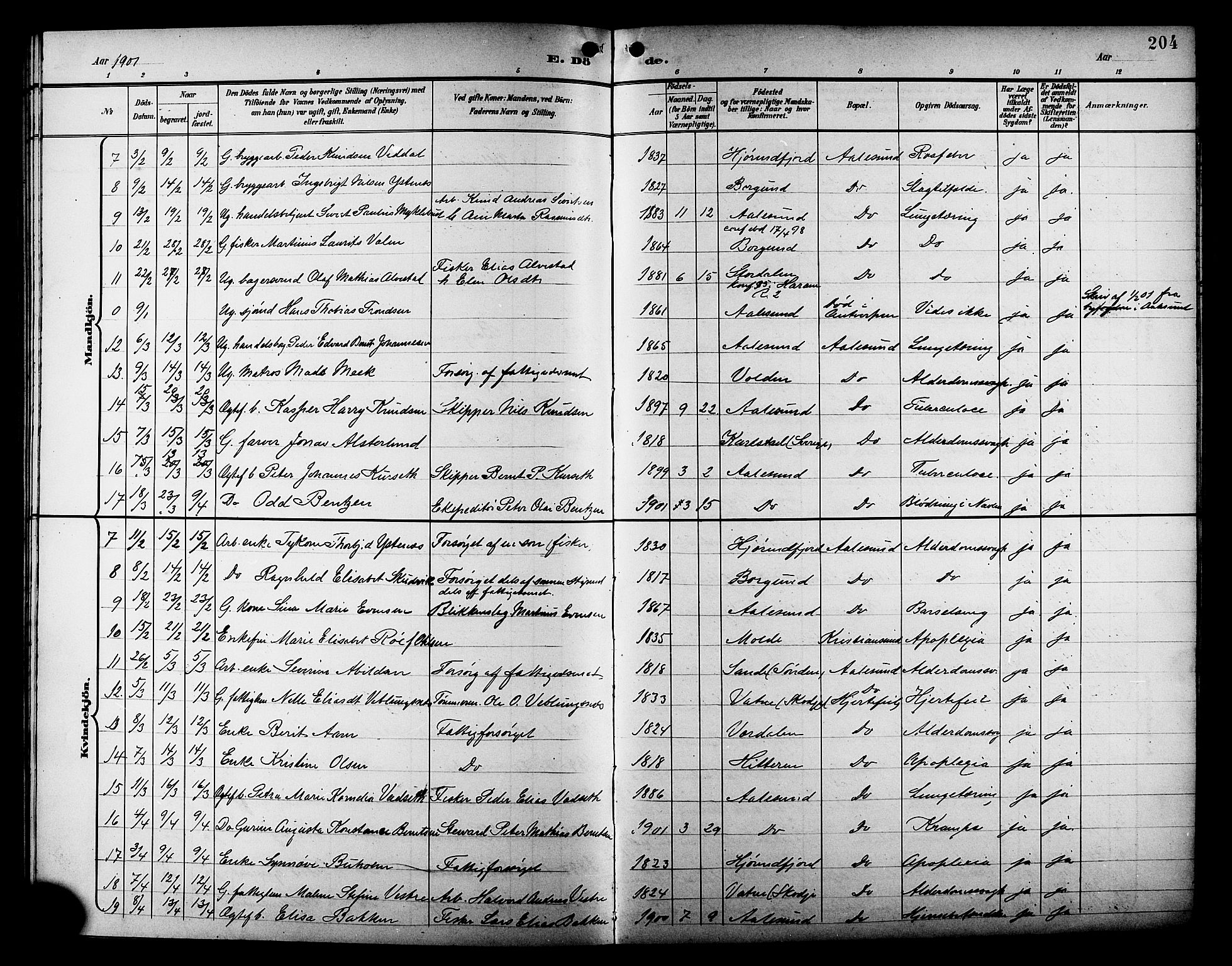 Ministerialprotokoller, klokkerbøker og fødselsregistre - Møre og Romsdal, AV/SAT-A-1454/529/L0469: Parish register (copy) no. 529C06, 1898-1906, p. 204