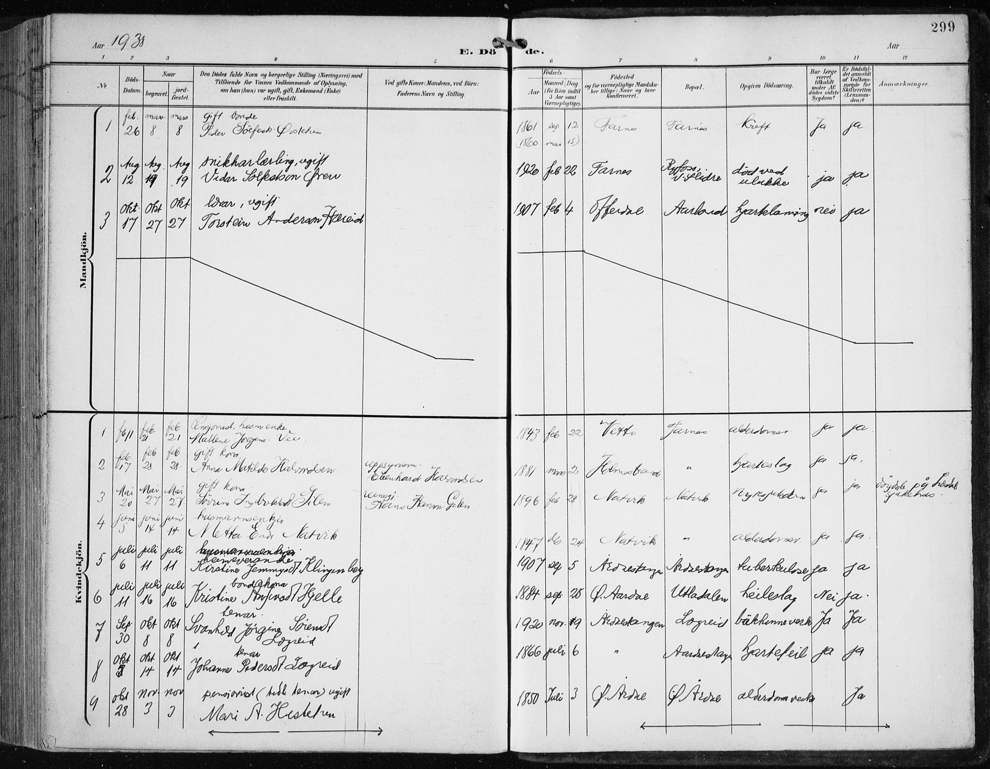 Årdal sokneprestembete, AV/SAB-A-81701: Parish register (copy) no. A 2, 1899-1939, p. 299