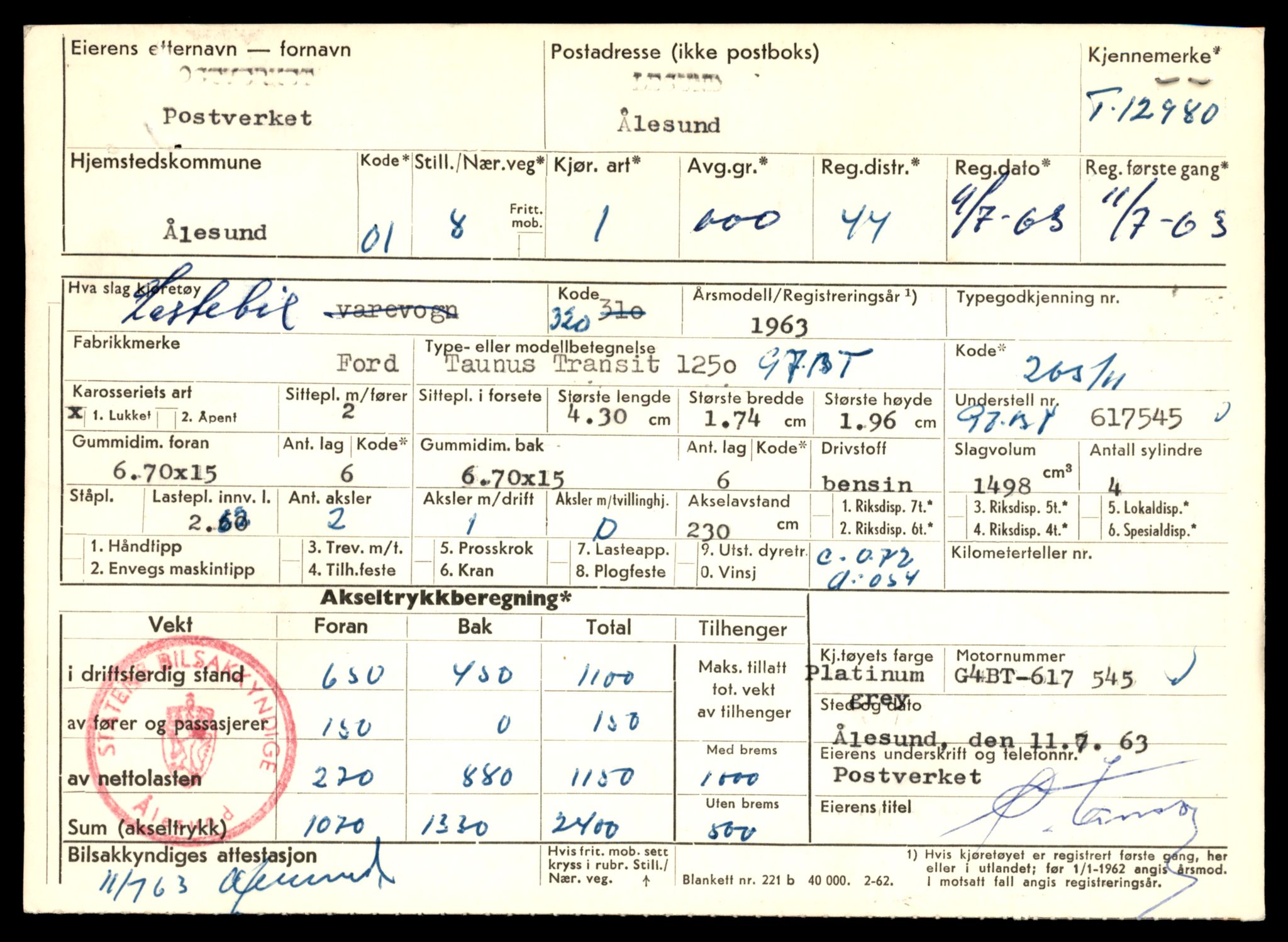 Møre og Romsdal vegkontor - Ålesund trafikkstasjon, AV/SAT-A-4099/F/Fe/L0036: Registreringskort for kjøretøy T 12831 - T 13030, 1927-1998, p. 2217