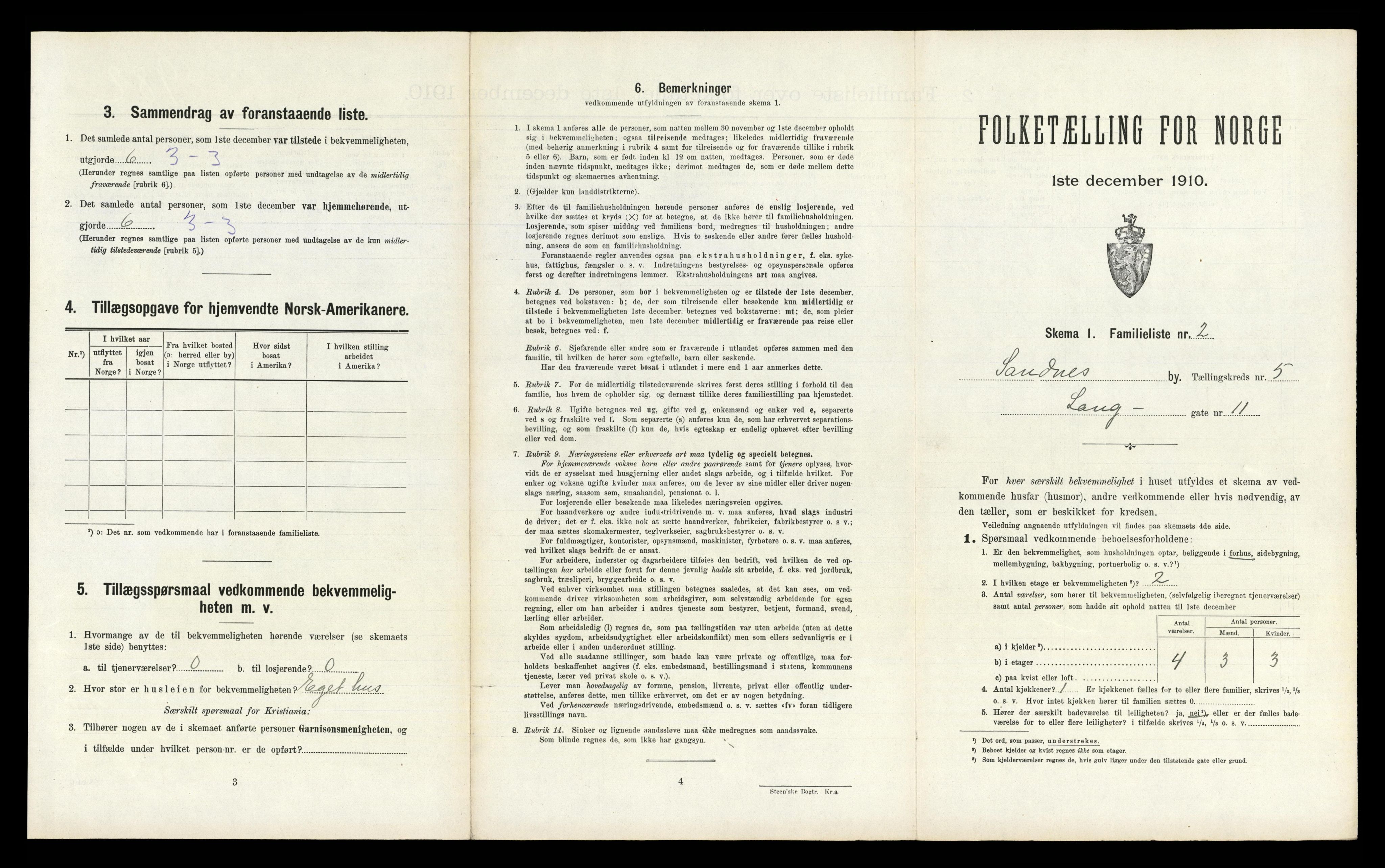 RA, 1910 census for Sandnes, 1910, p. 624