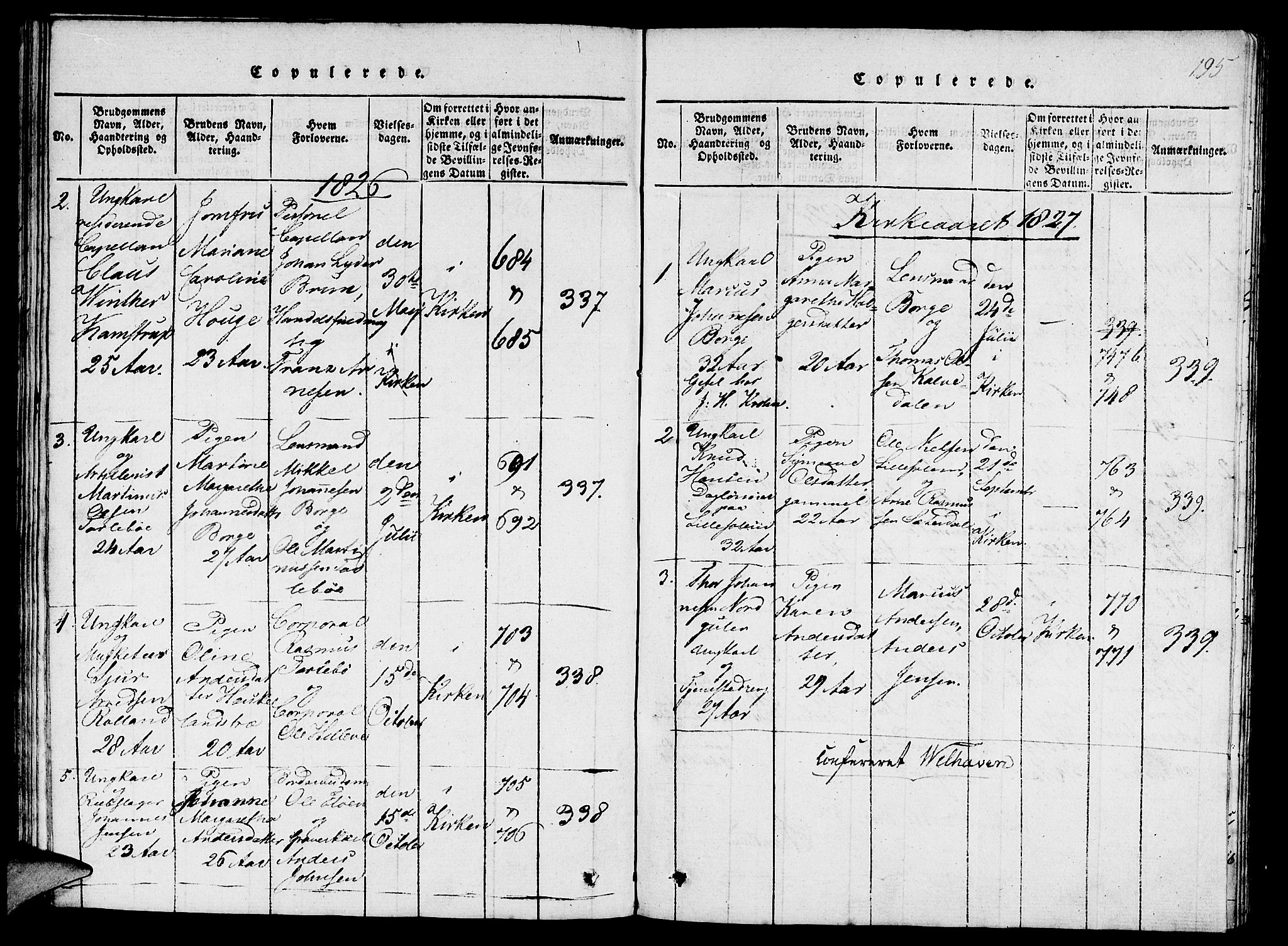 St. Jørgens hospital og Årstad sokneprestembete, SAB/A-99934: Parish register (copy) no. A 1, 1816-1843, p. 195