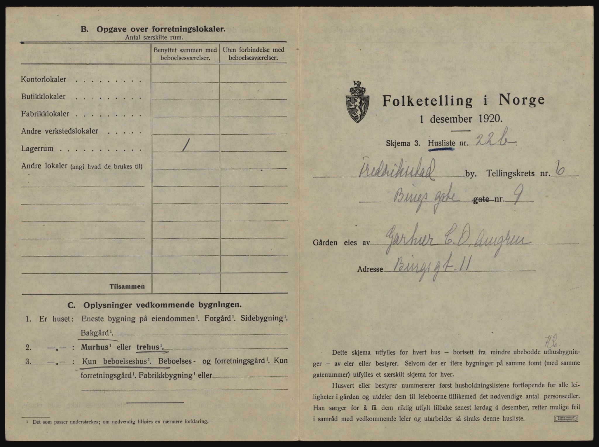 SAO, 1920 census for Fredrikstad, 1920, p. 71