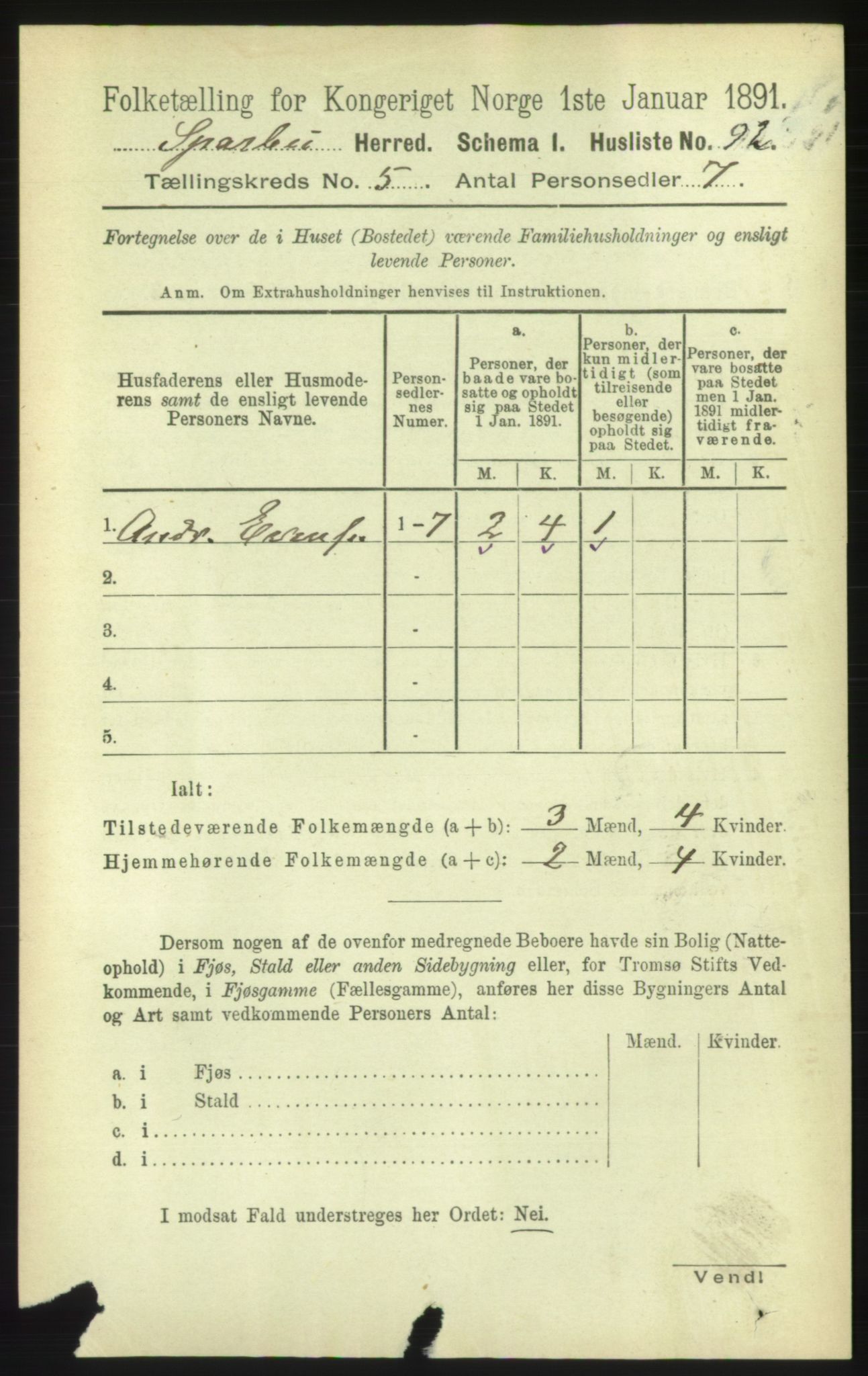 RA, 1891 census for 1731 Sparbu, 1891, p. 1675