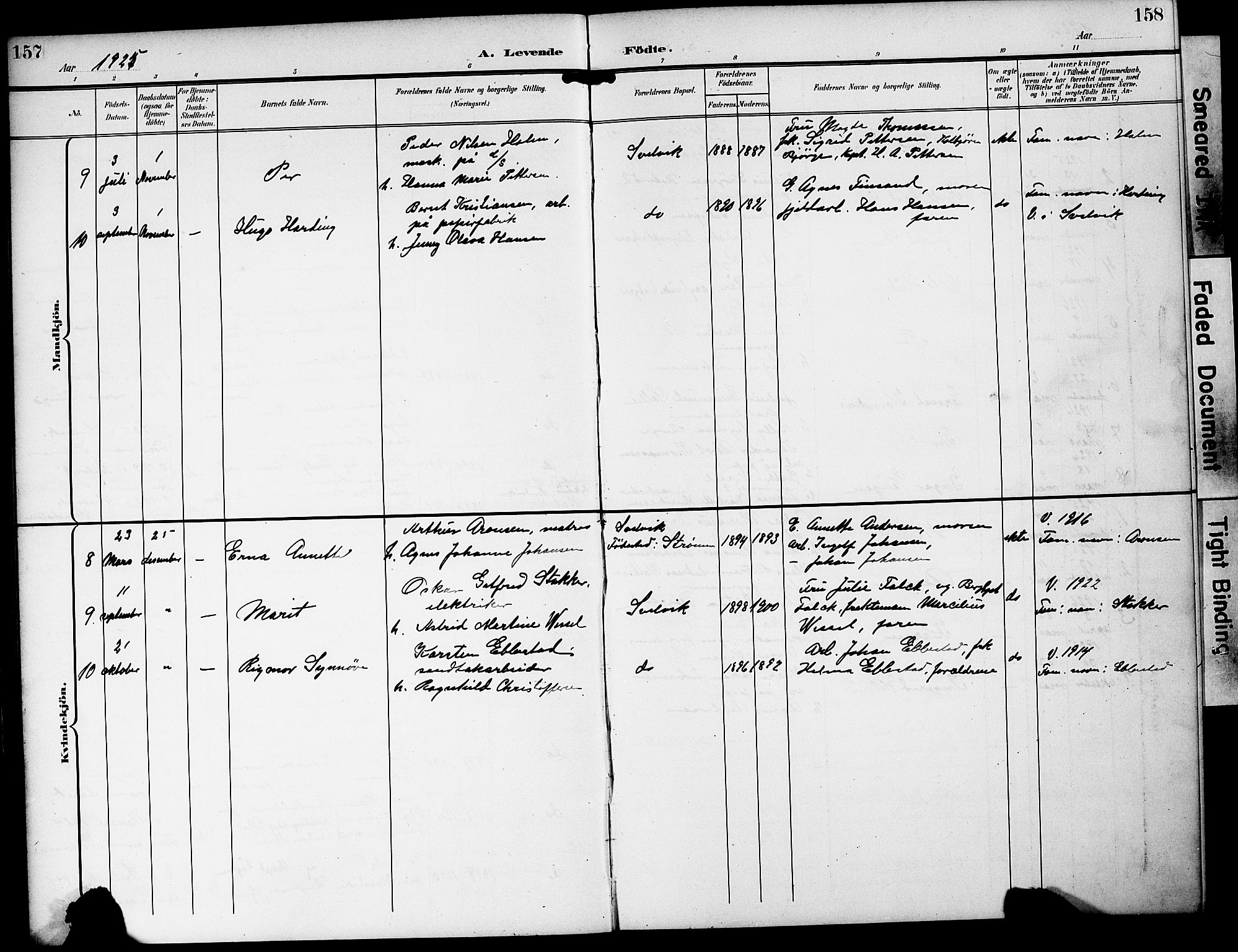 Strømm kirkebøker, AV/SAKO-A-322/G/Gb/L0002: Parish register (copy) no. II 2, 1897-1928, p. 157-158