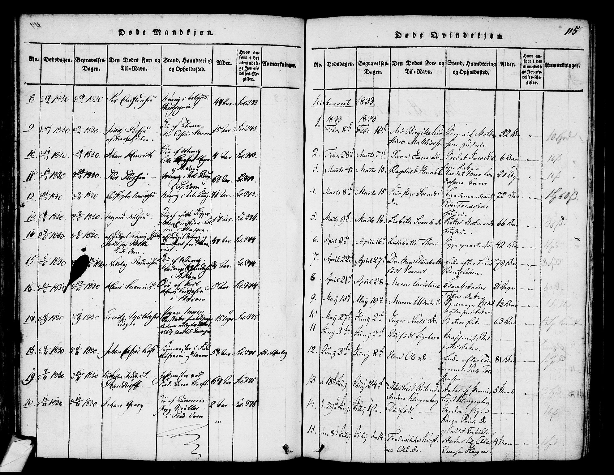 Stavern kirkebøker, AV/SAKO-A-318/F/Fa/L0006: Parish register (official) no. 6, 1816-1839, p. 115