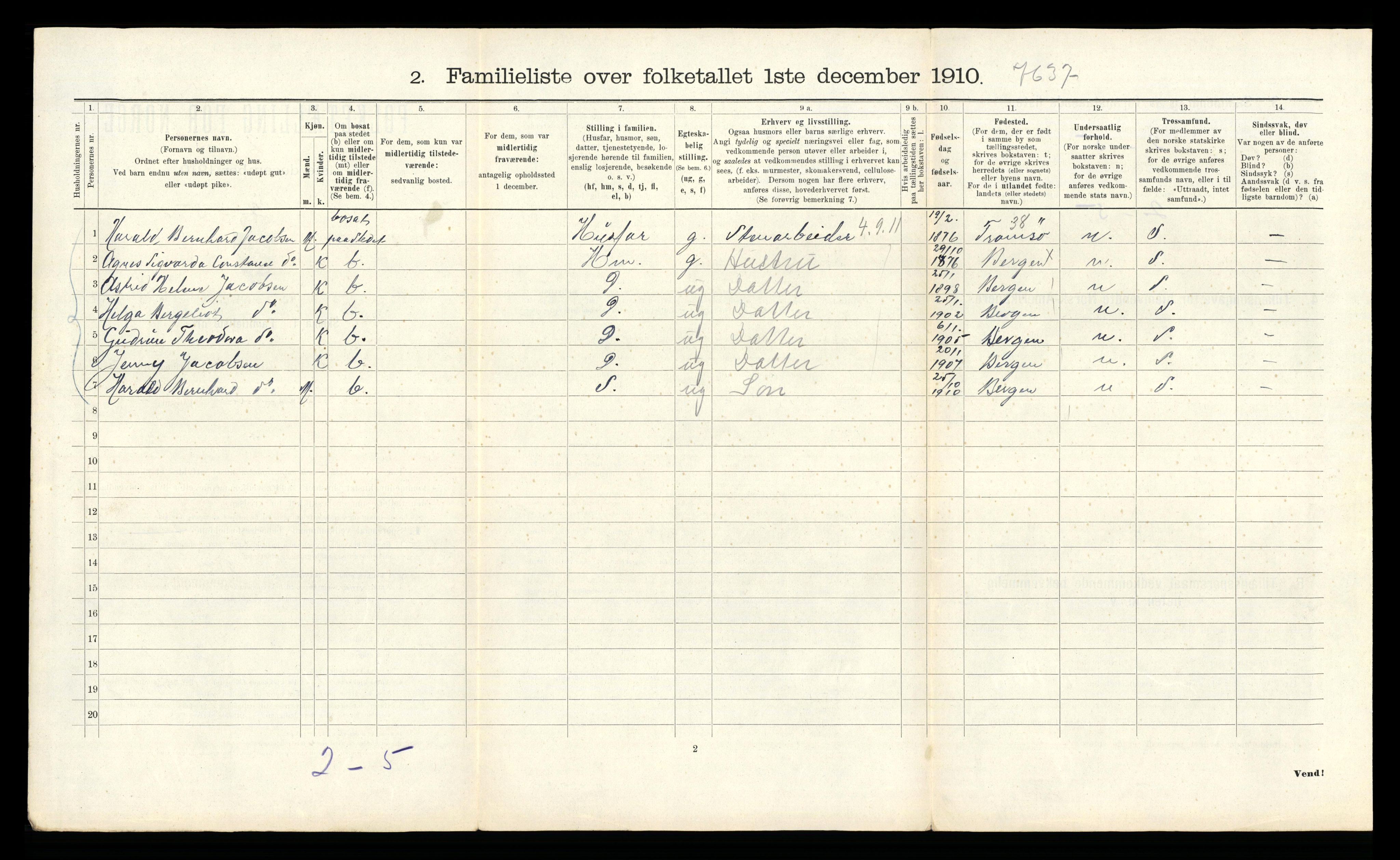 RA, 1910 census for Bergen, 1910, p. 11326