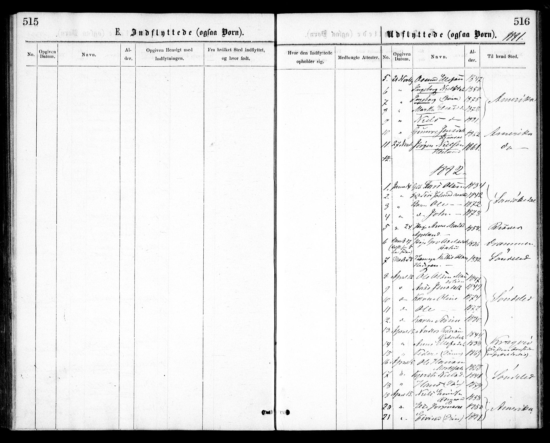 Gjerstad sokneprestkontor, SAK/1111-0014/F/Fa/Faa/L0008: Parish register (official) no. A 8, 1876-1884, p. 515-516
