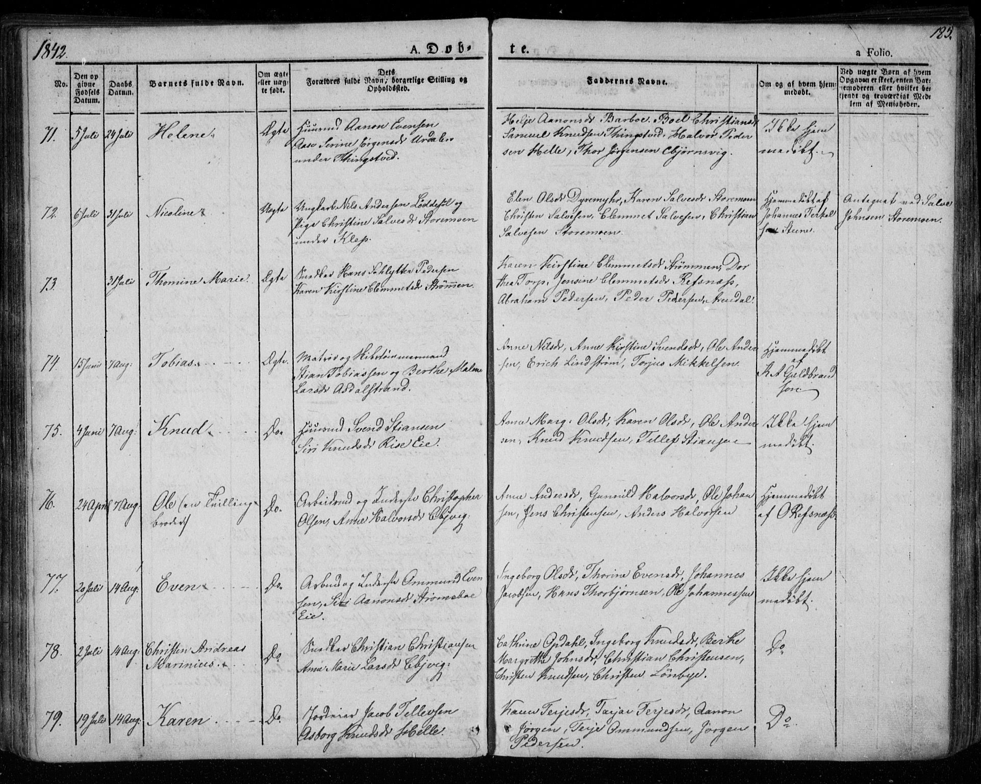 Øyestad sokneprestkontor, AV/SAK-1111-0049/F/Fa/L0013: Parish register (official) no. A 13, 1827-1842, p. 185