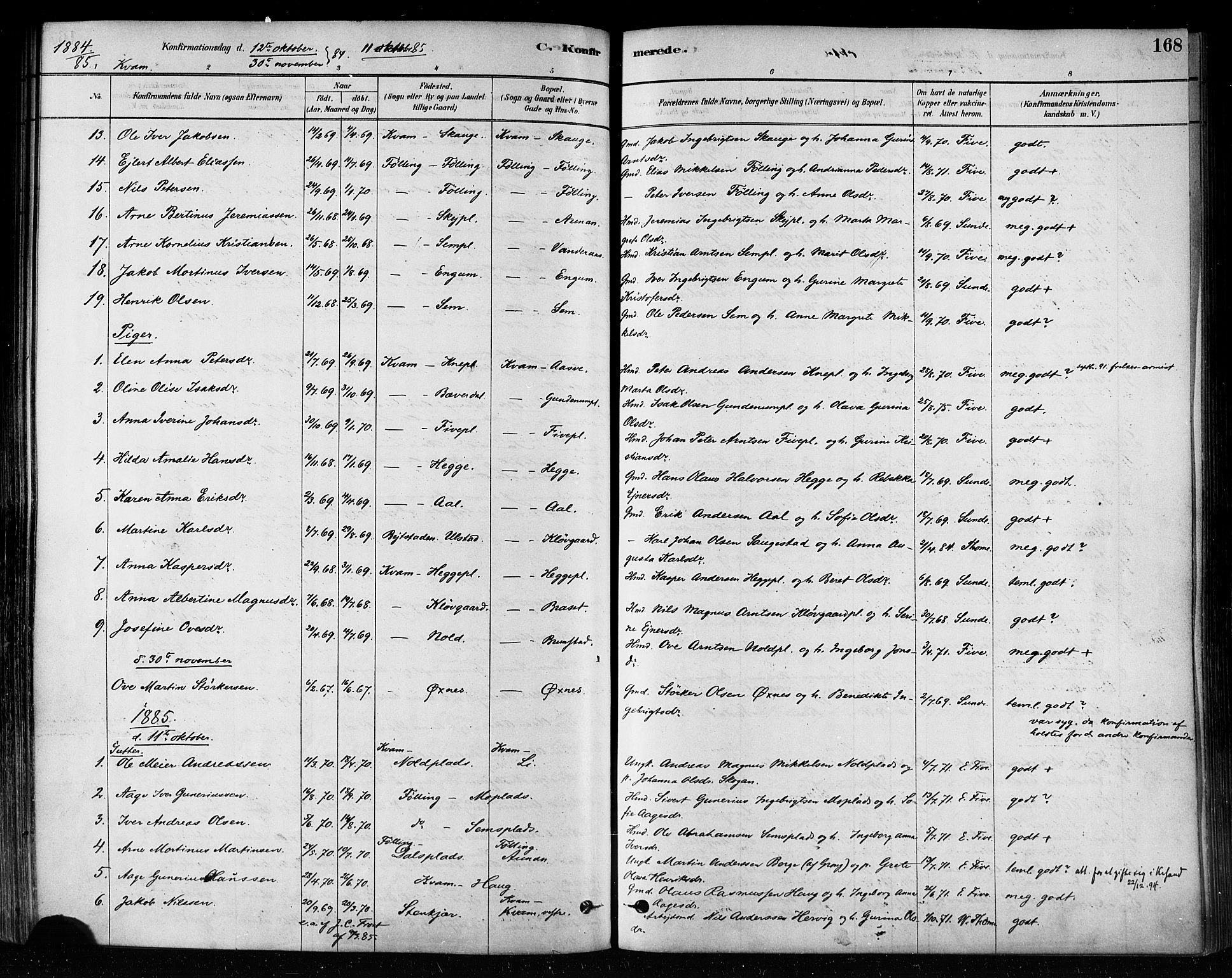 Ministerialprotokoller, klokkerbøker og fødselsregistre - Nord-Trøndelag, SAT/A-1458/746/L0449: Parish register (official) no. 746A07 /2, 1878-1899, p. 168