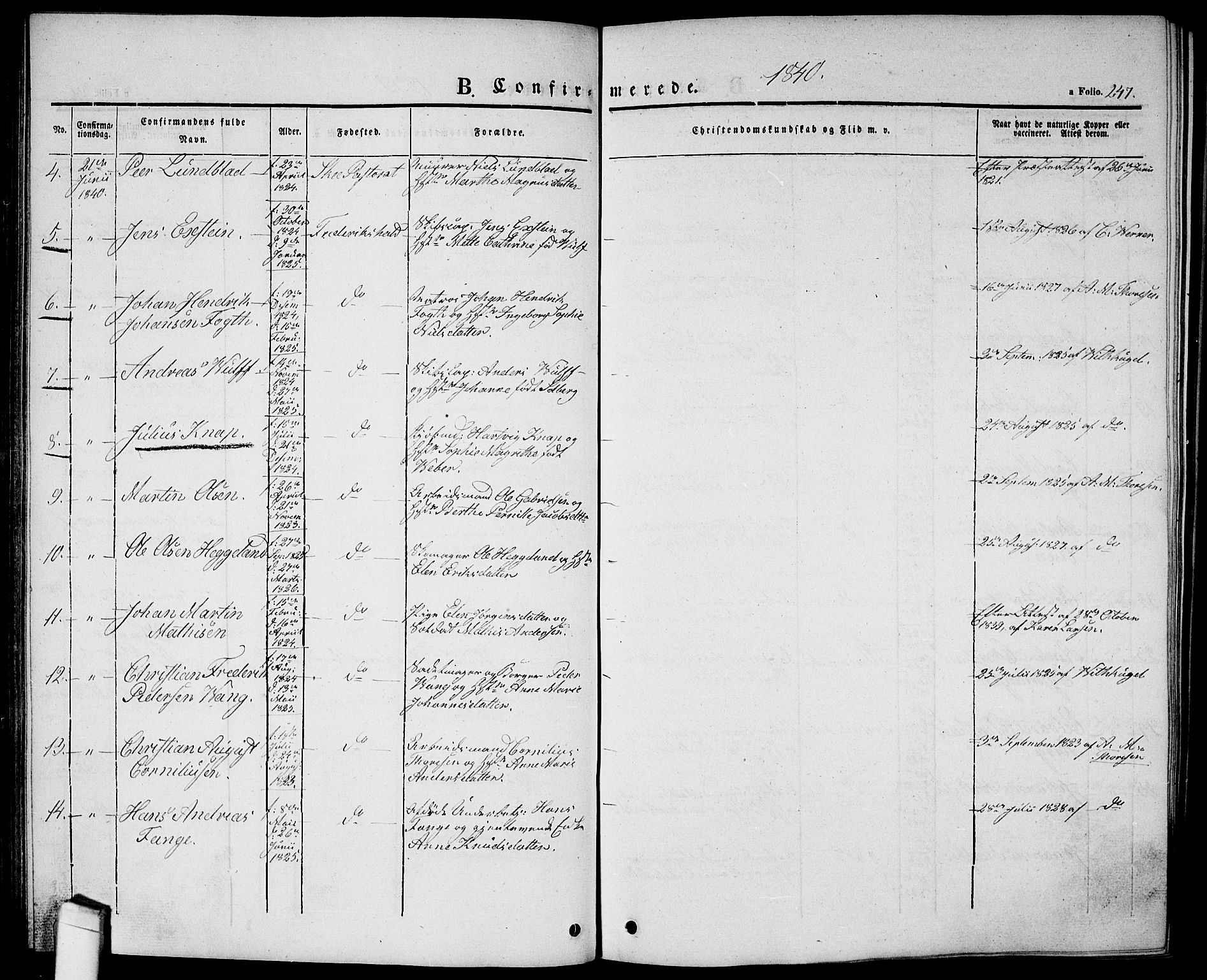 Halden prestekontor Kirkebøker, AV/SAO-A-10909/G/Ga/L0003: Parish register (copy) no. 3, 1834-1844, p. 247